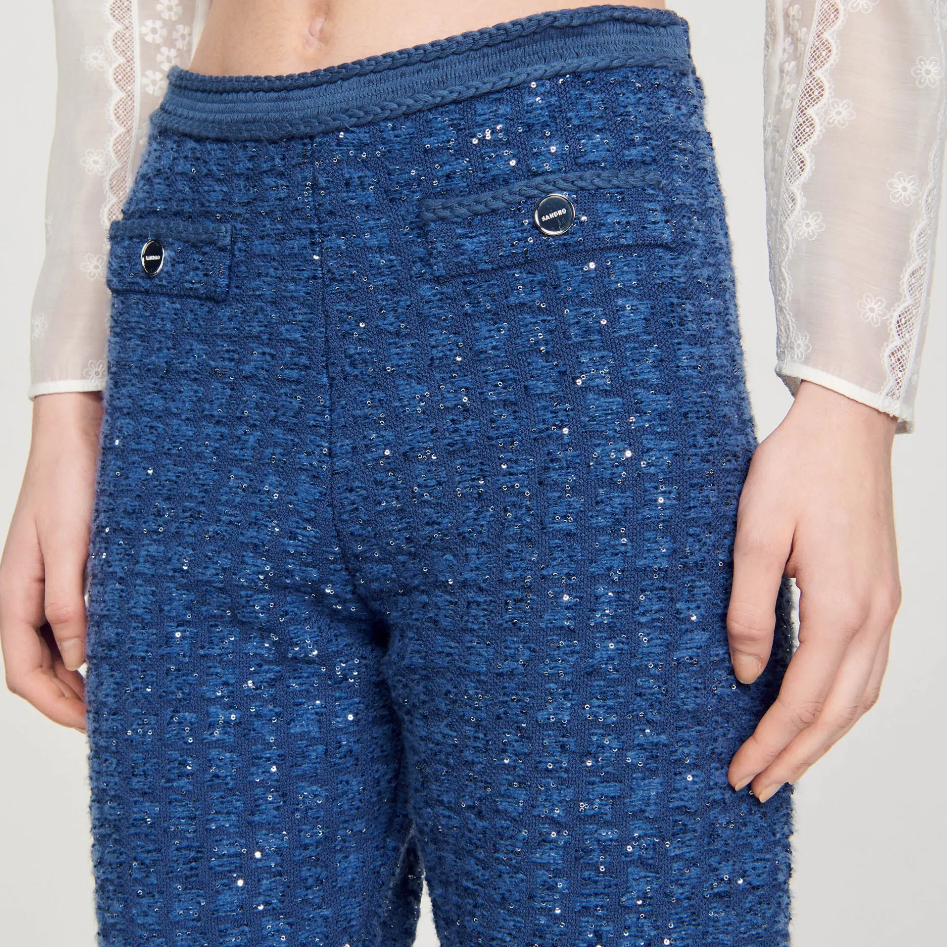 Femme SANDRO Pantalon En Maille Fantaisie
