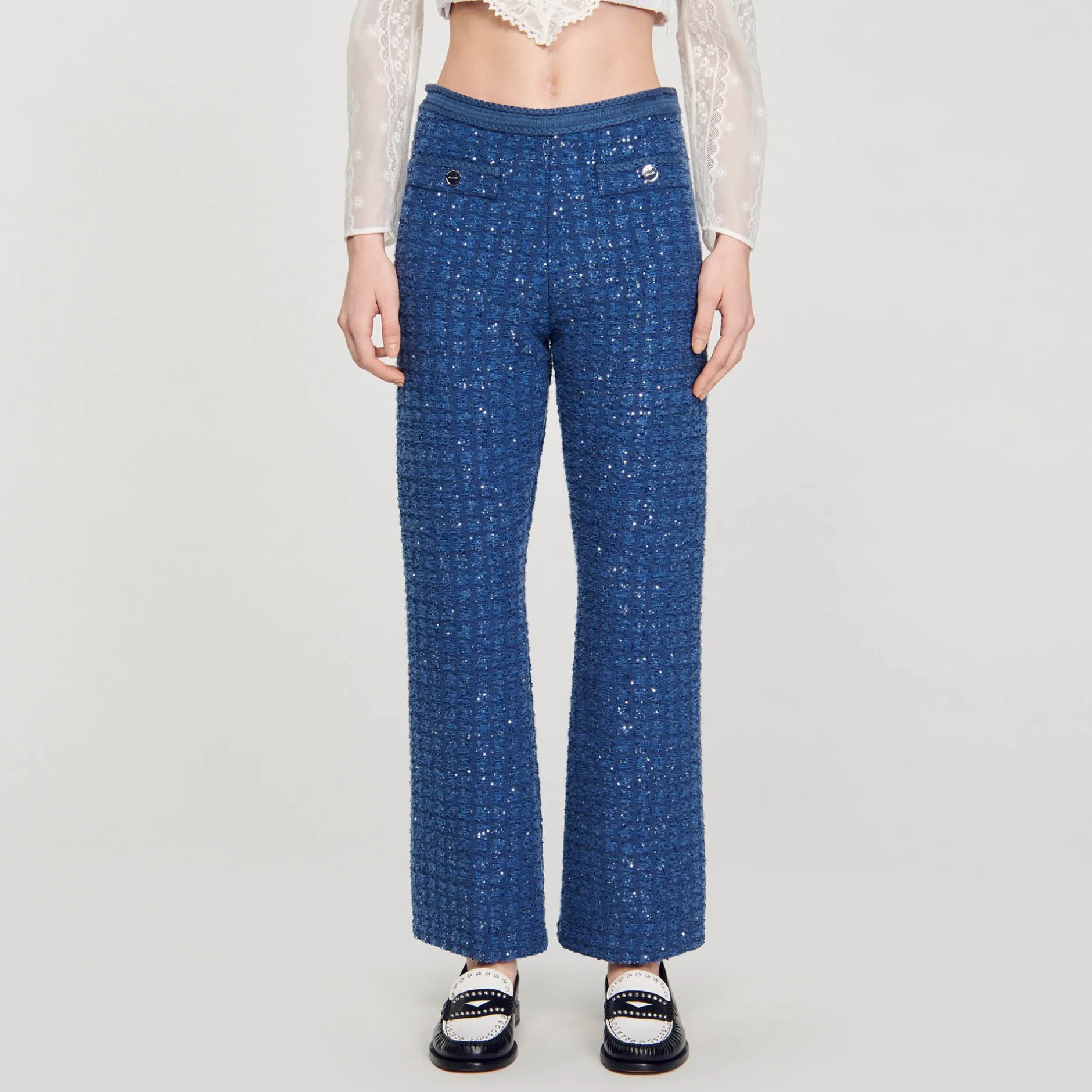 Femme SANDRO Pantalon En Maille Fantaisie