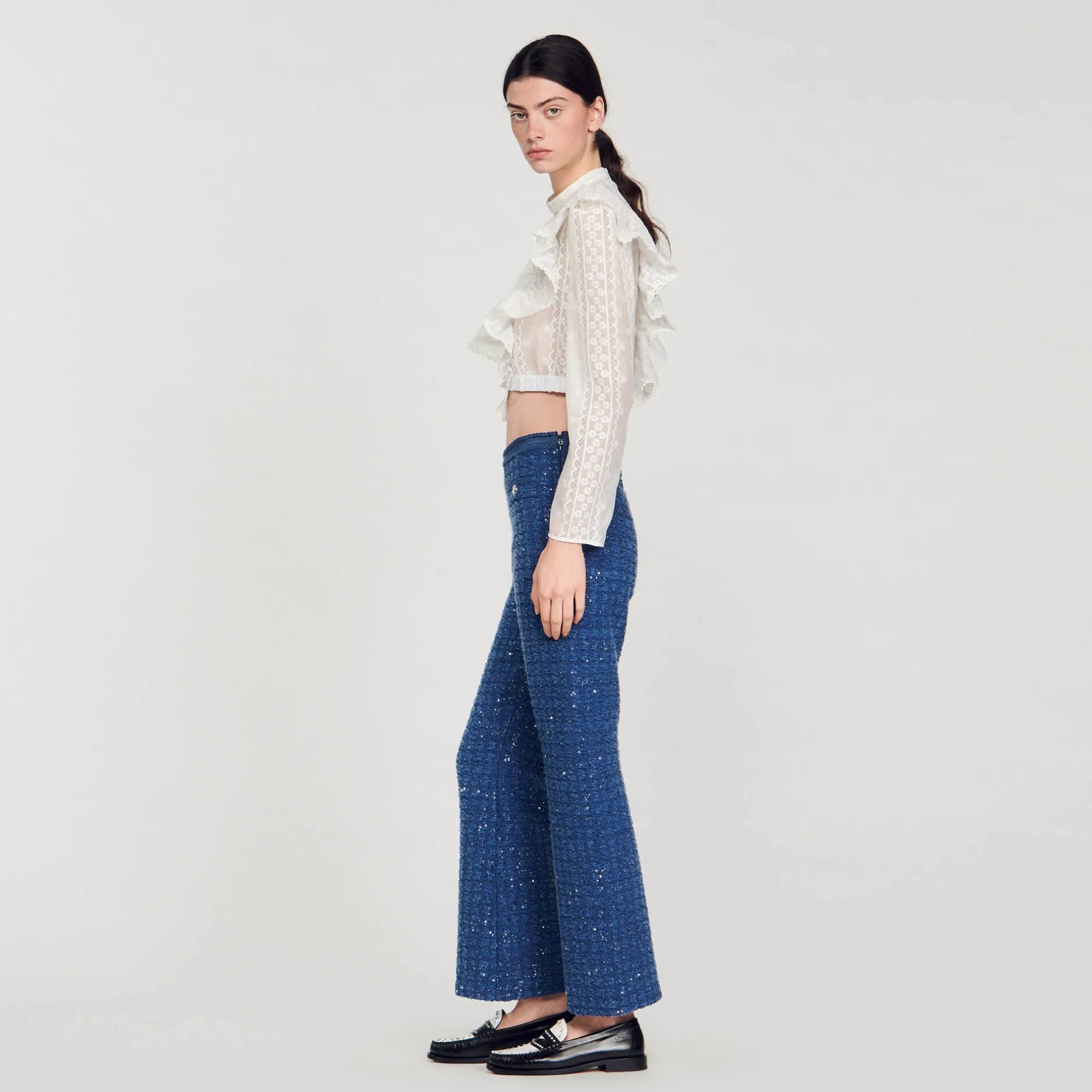 Femme SANDRO Pantalon En Maille Fantaisie