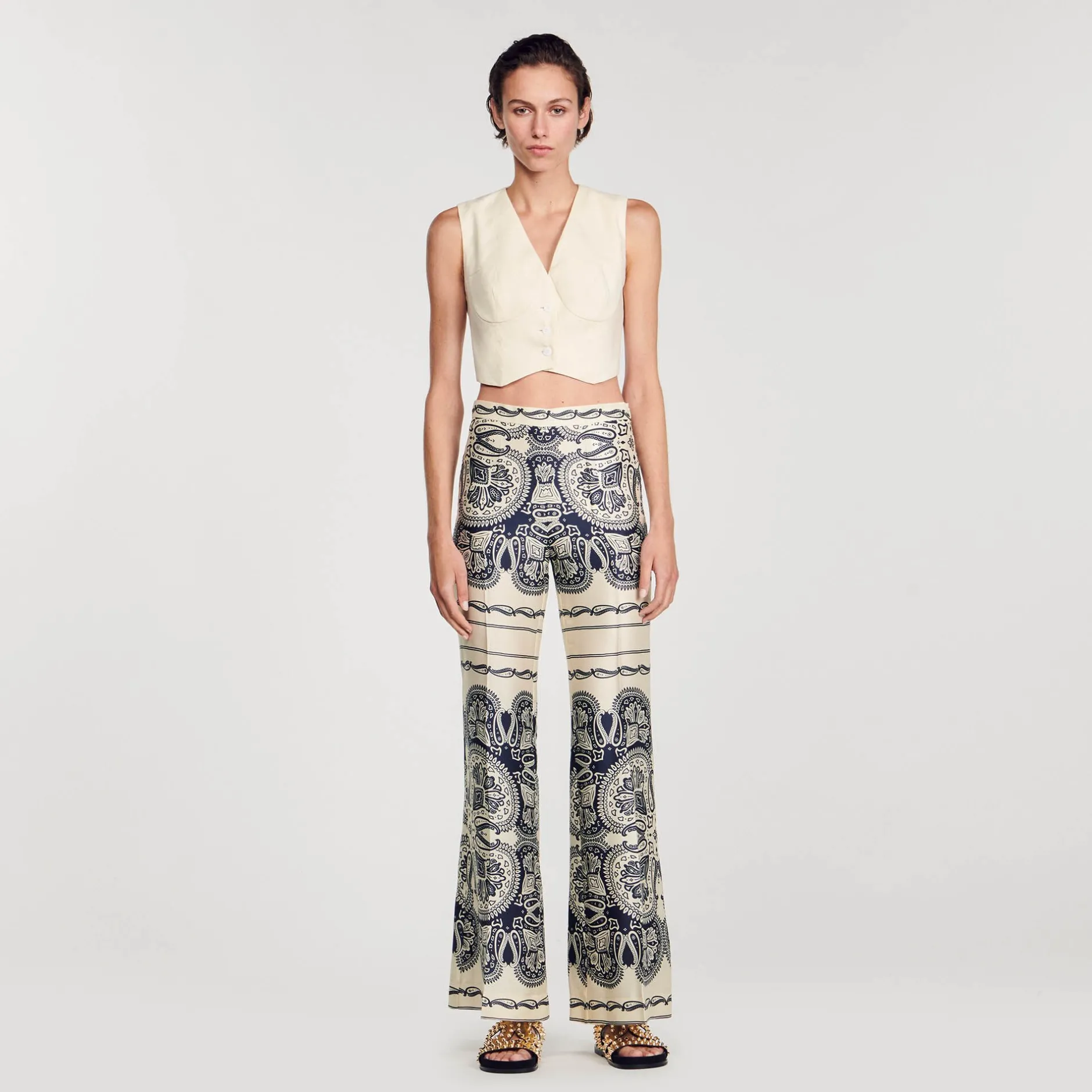 Femme SANDRO Pantalon Fluide Imprimé