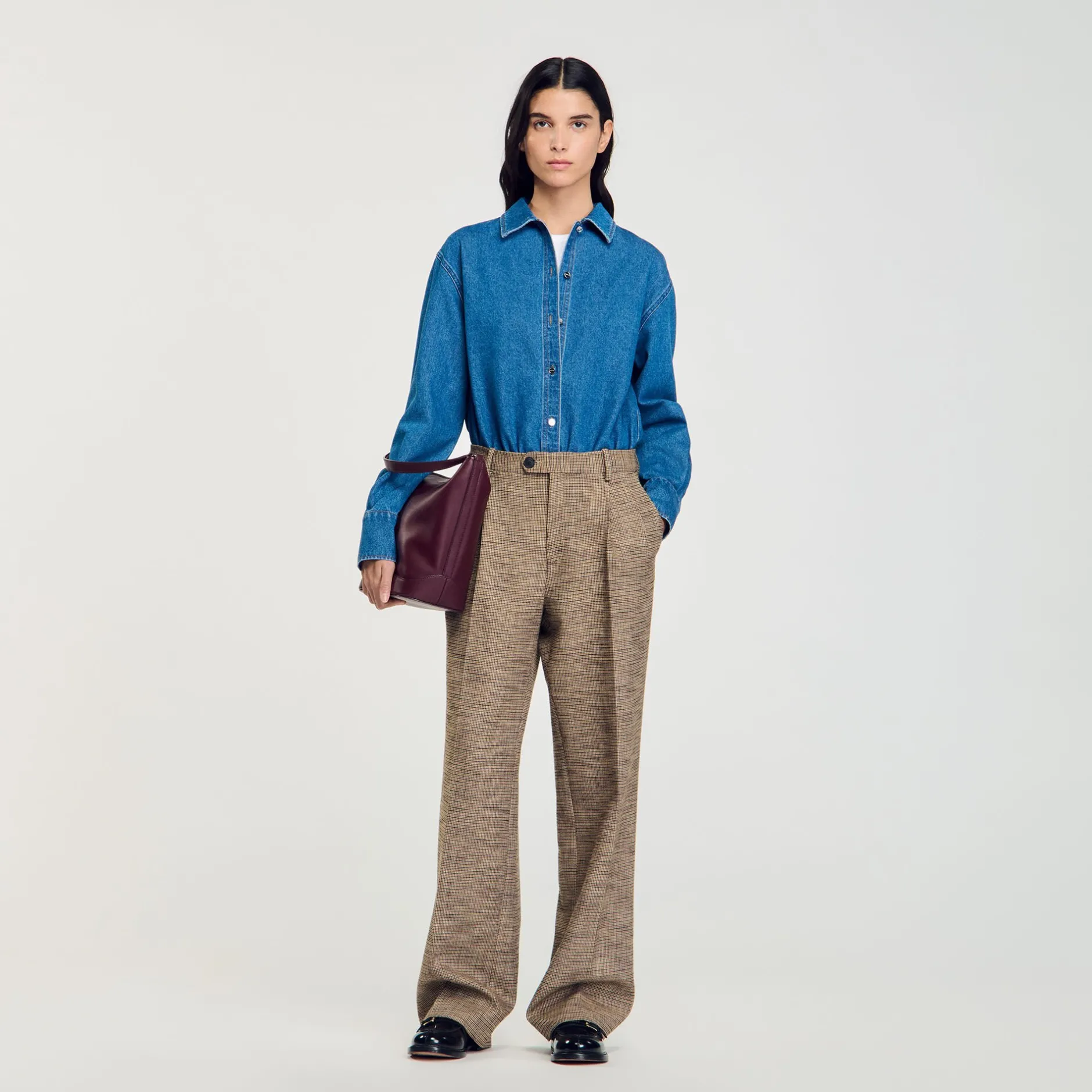 Femme SANDRO Pantalon Motif Pied De Poule