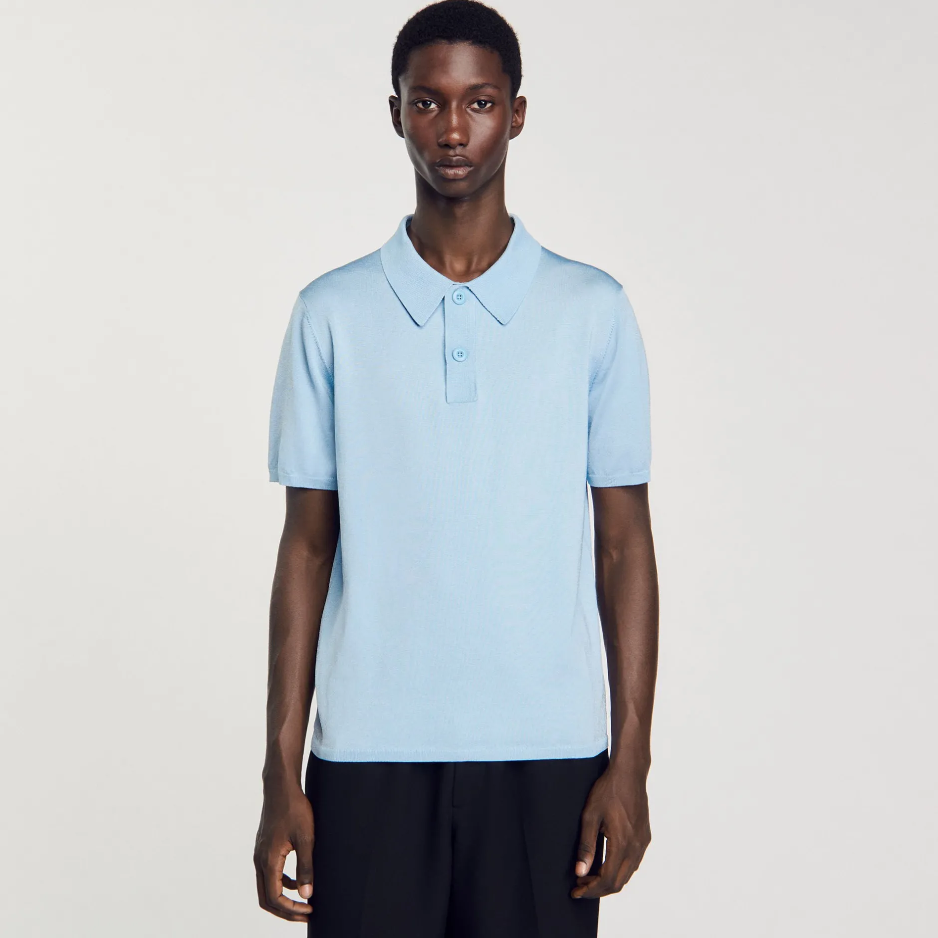Homme SANDRO Polo En Maille à Manches Courtes