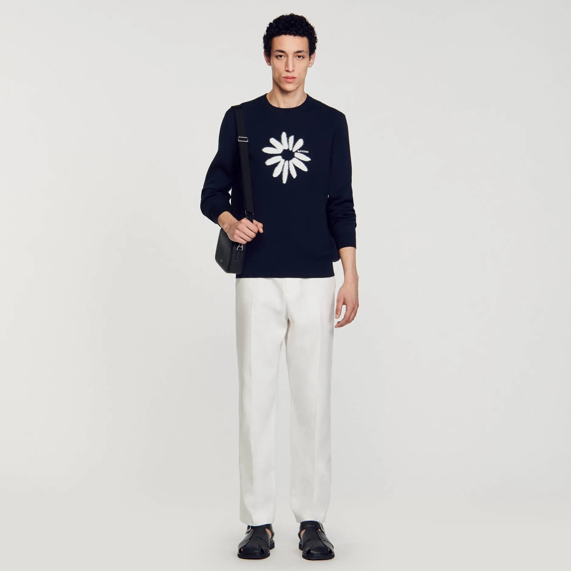 Homme SANDRO Pull à Jacquard Fleur