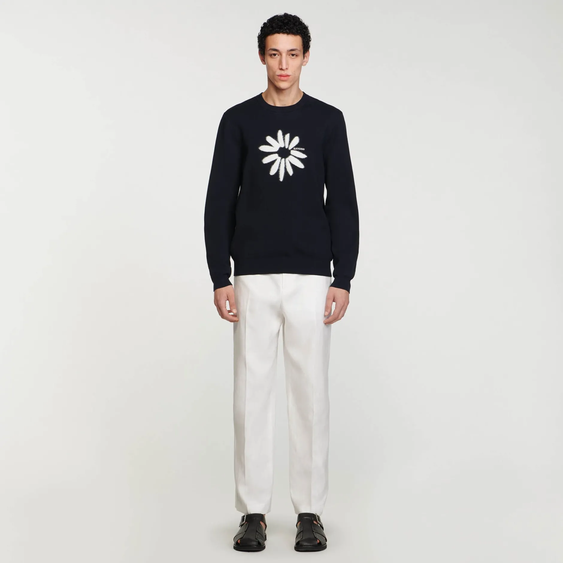Homme SANDRO Pull à Jacquard Fleur