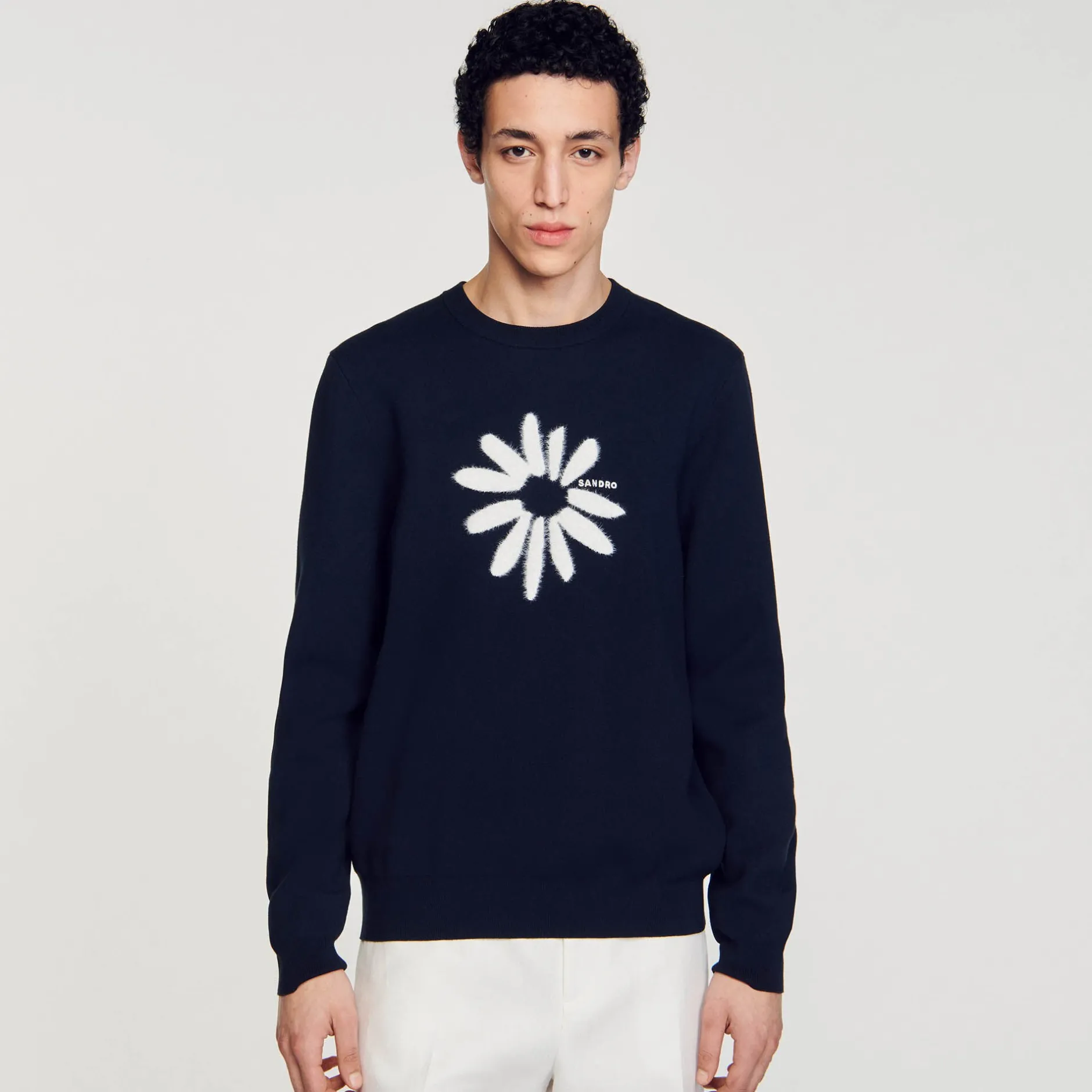 Homme SANDRO Pull à Jacquard Fleur