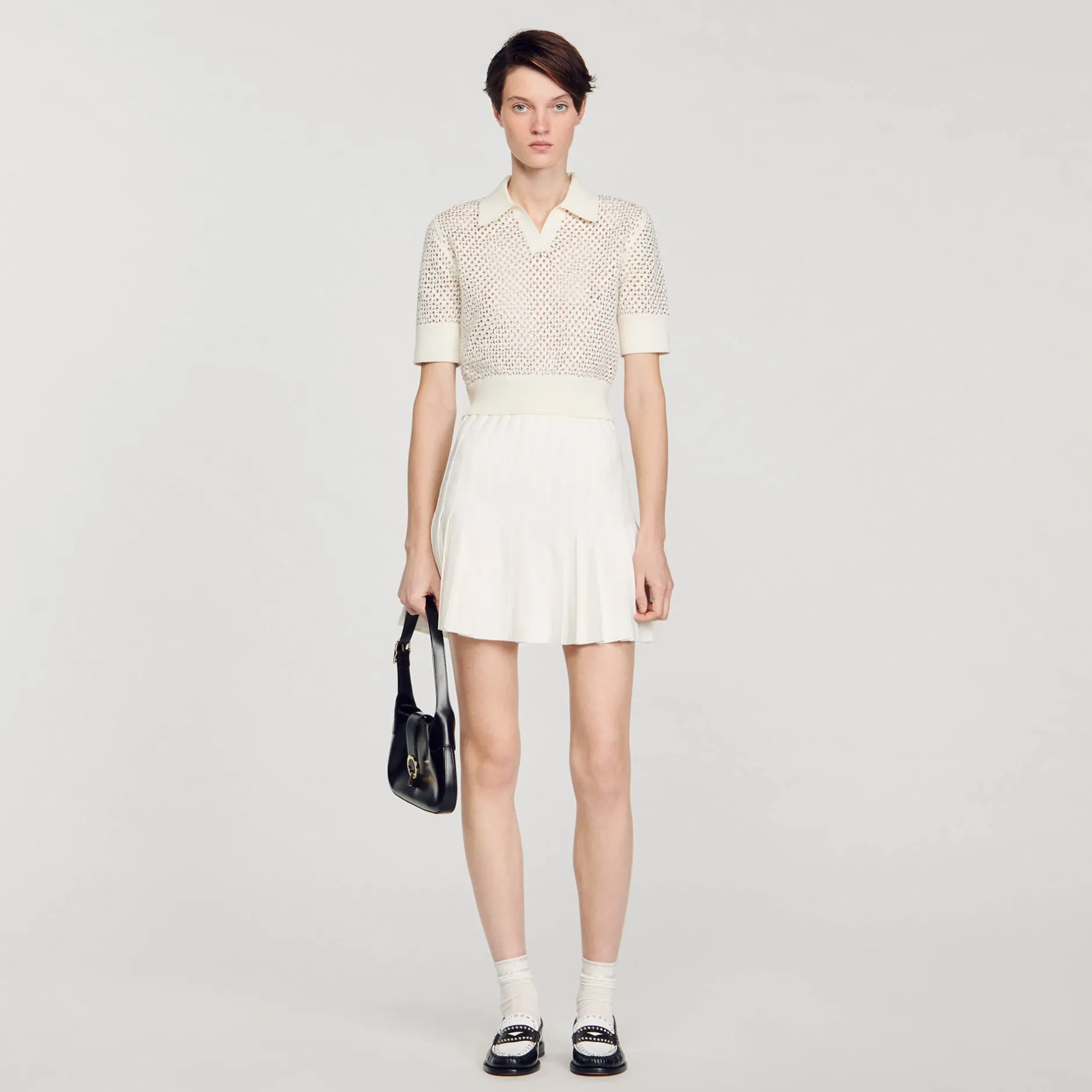 Femme SANDRO Pull Col Polo En Maille