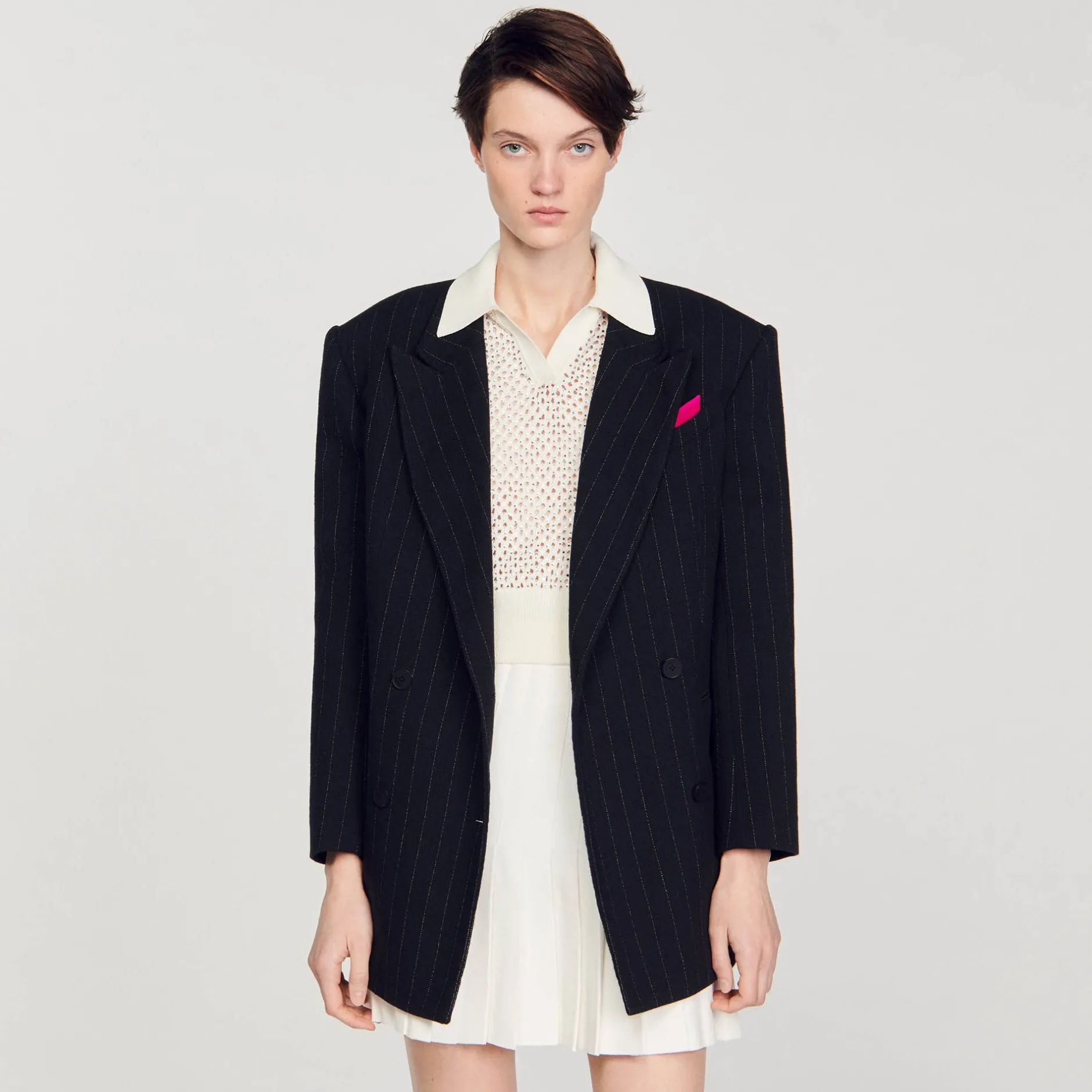 Femme SANDRO Pull Col Polo En Maille