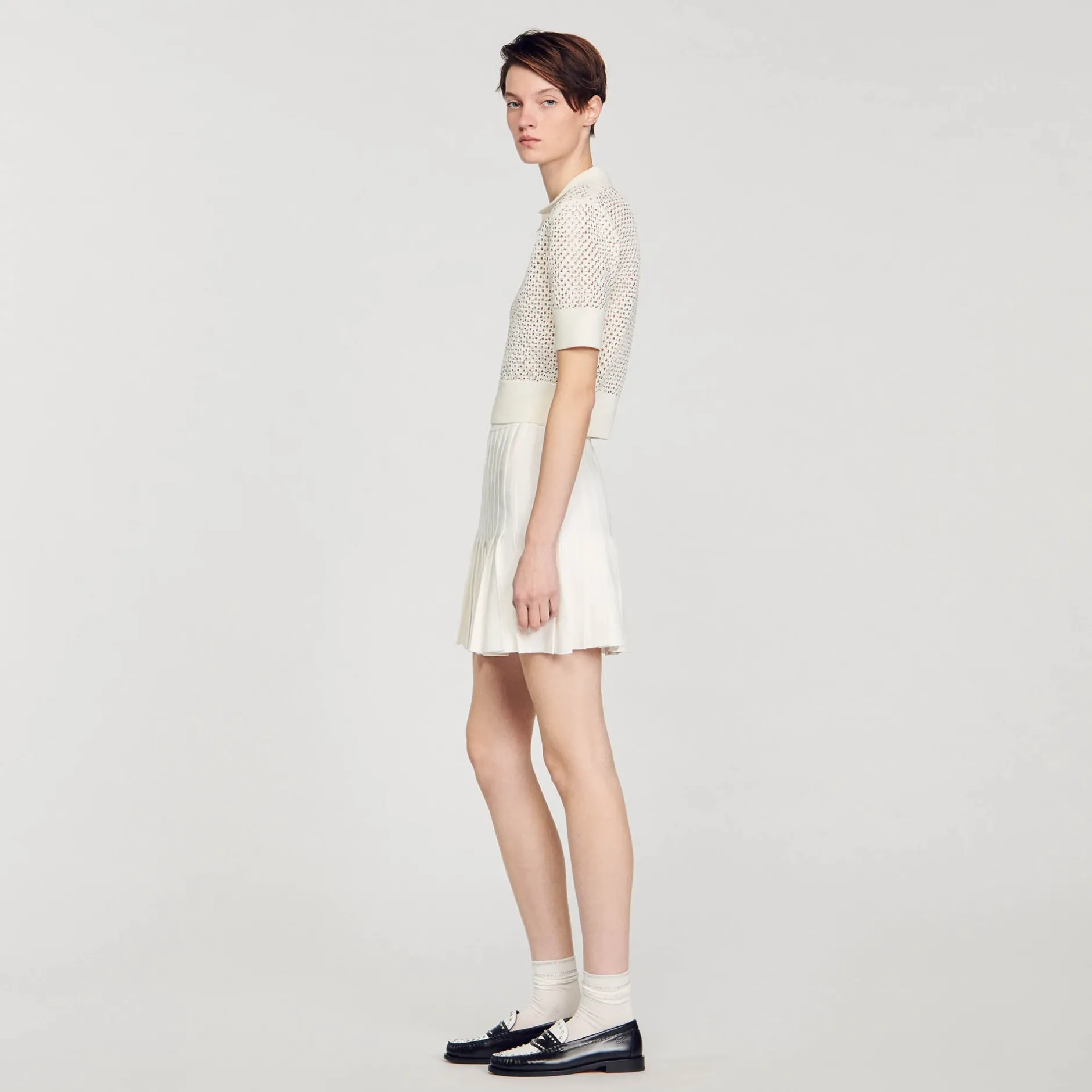Femme SANDRO Pull Col Polo En Maille