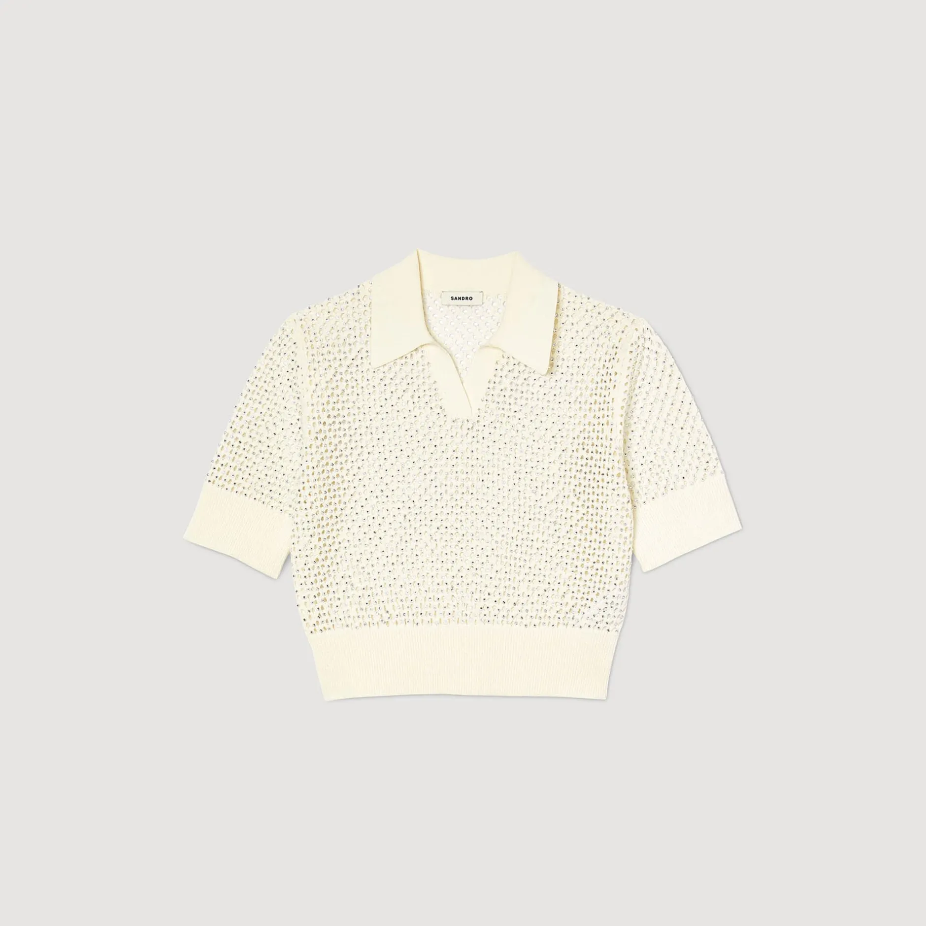 Femme SANDRO Pull Col Polo En Maille