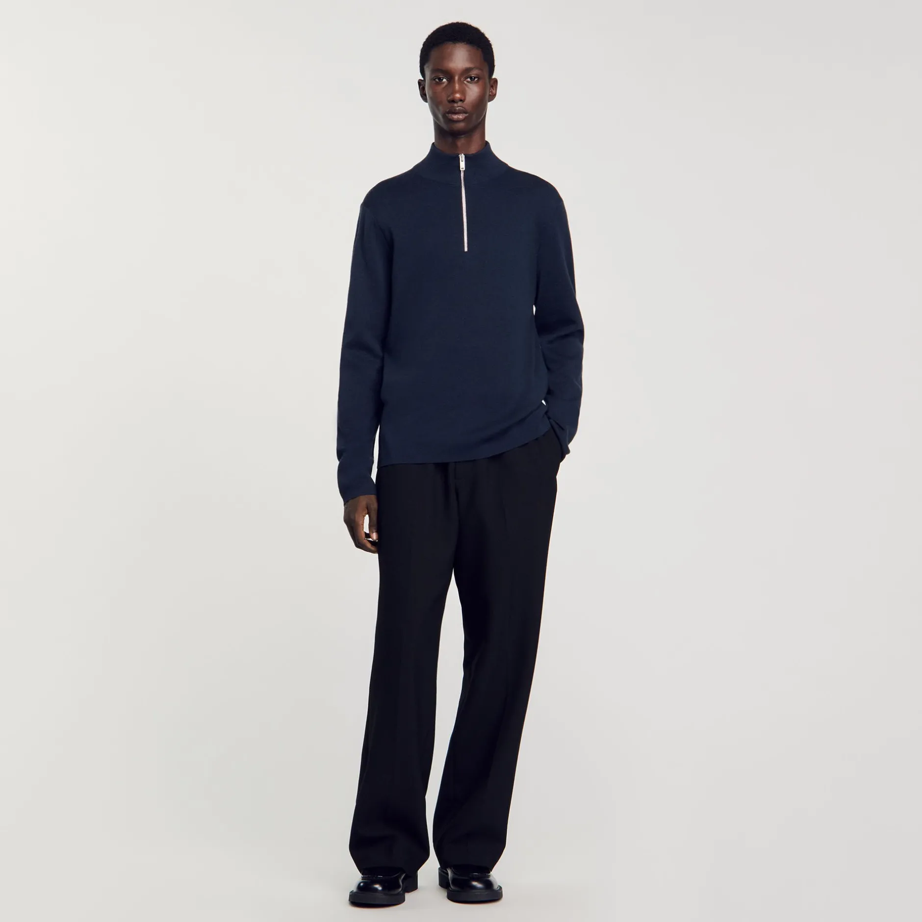 Homme SANDRO Pull En Laine à Col Zippé