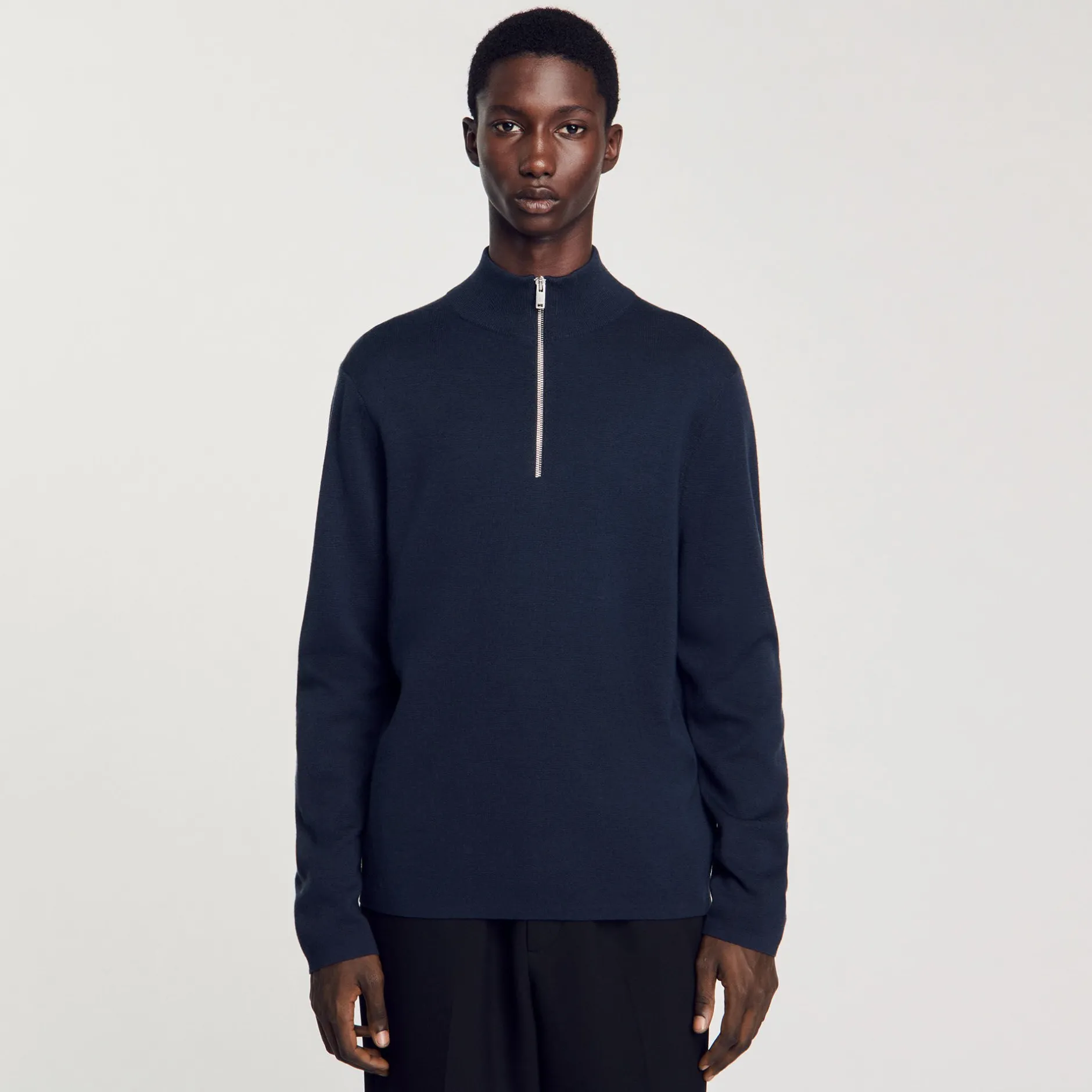 Homme SANDRO Pull En Laine à Col Zippé