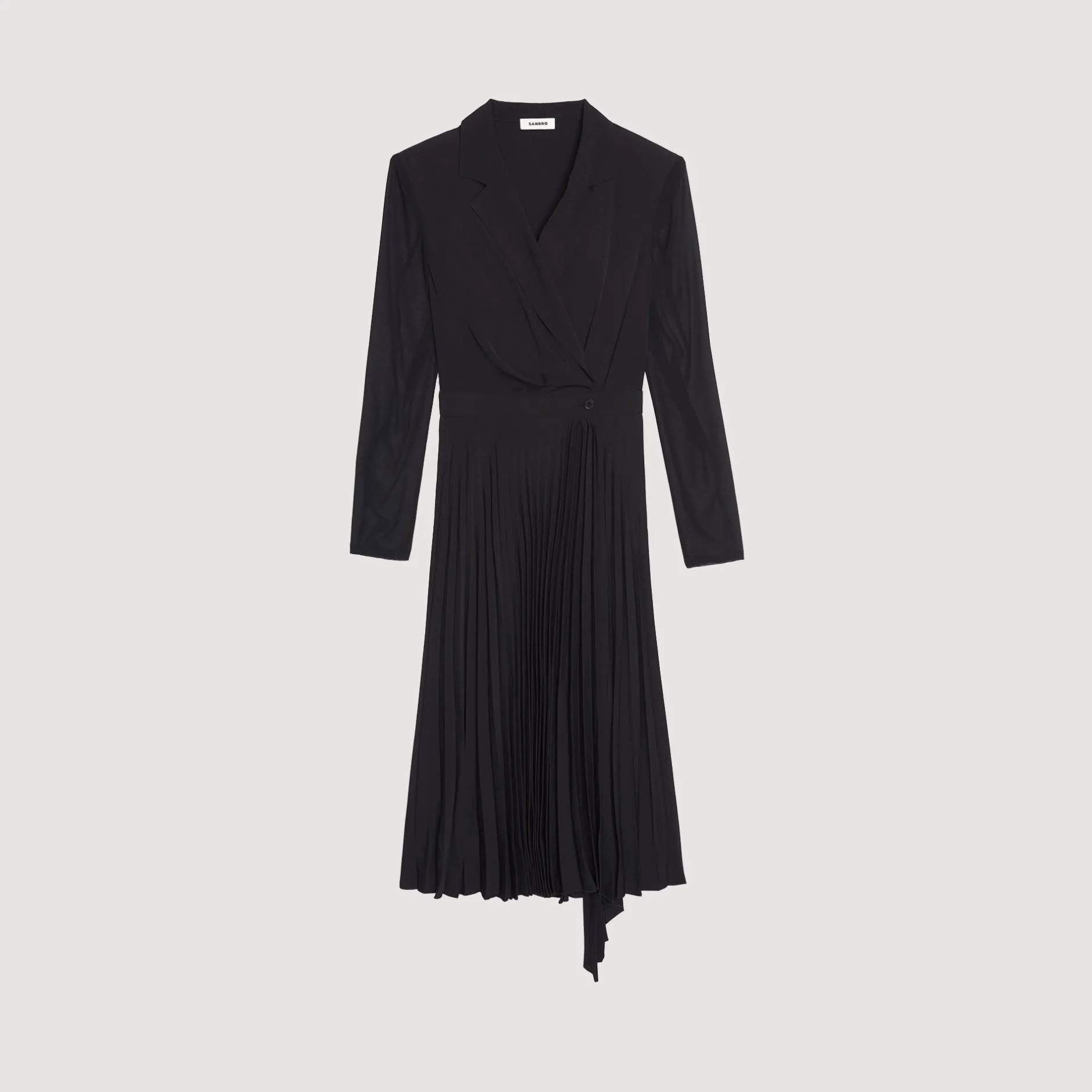 Femme SANDRO Robe Bi-matière à Manches Longues