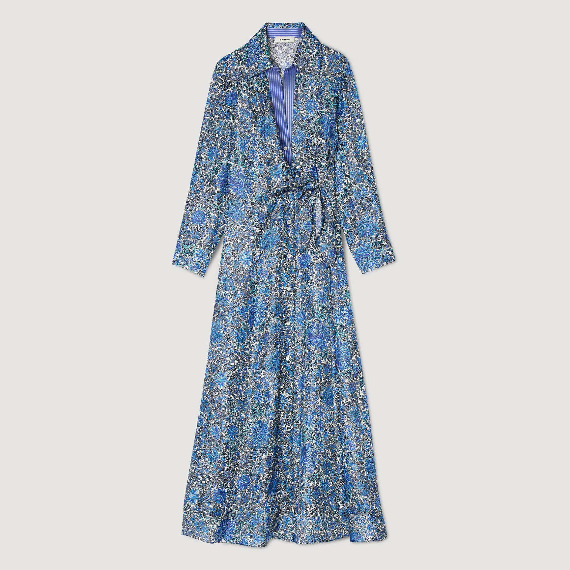 Femme SANDRO Robe Chemise Midi à Imprimé Fleuri