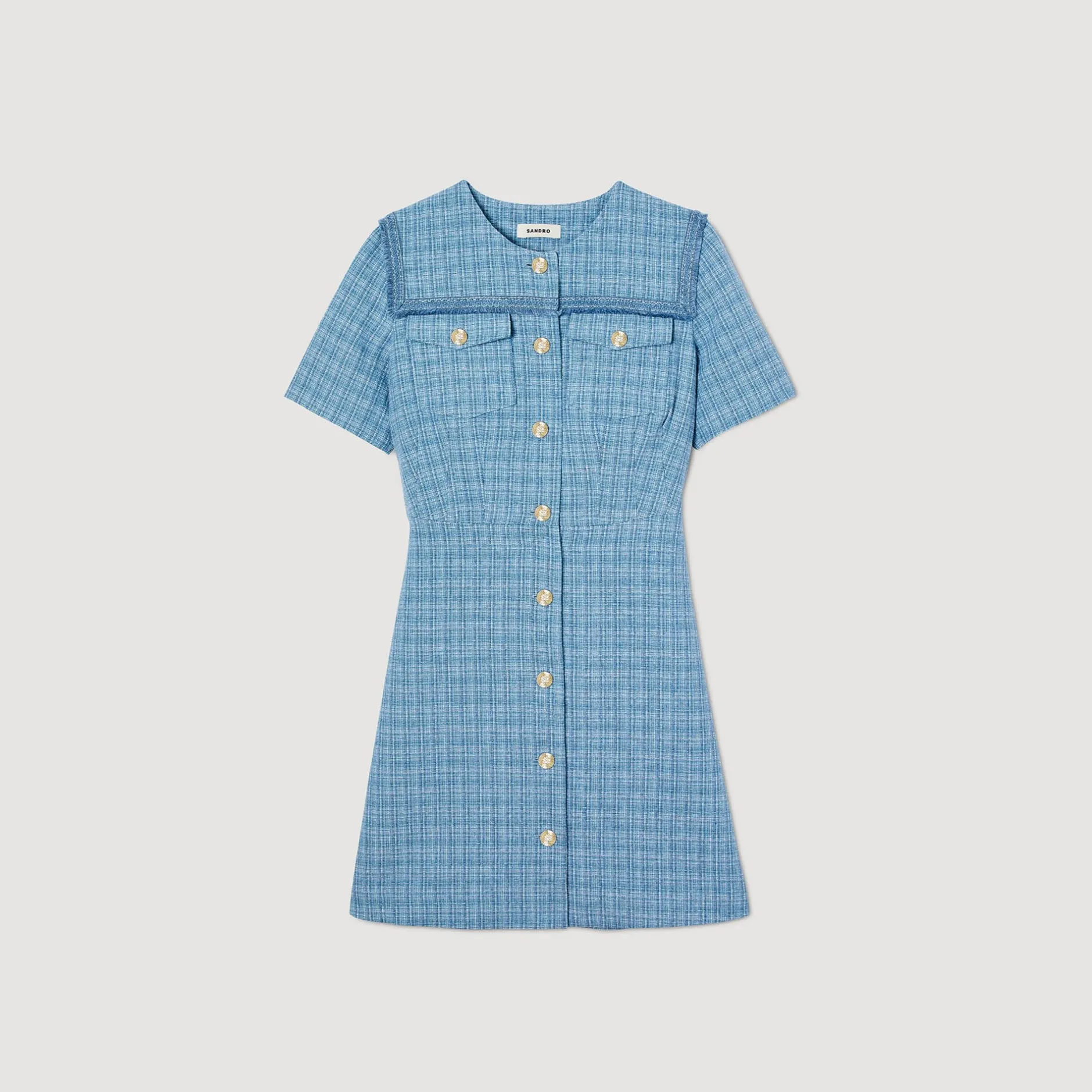 Femme SANDRO Robe Courte Boutonnée En Tweed