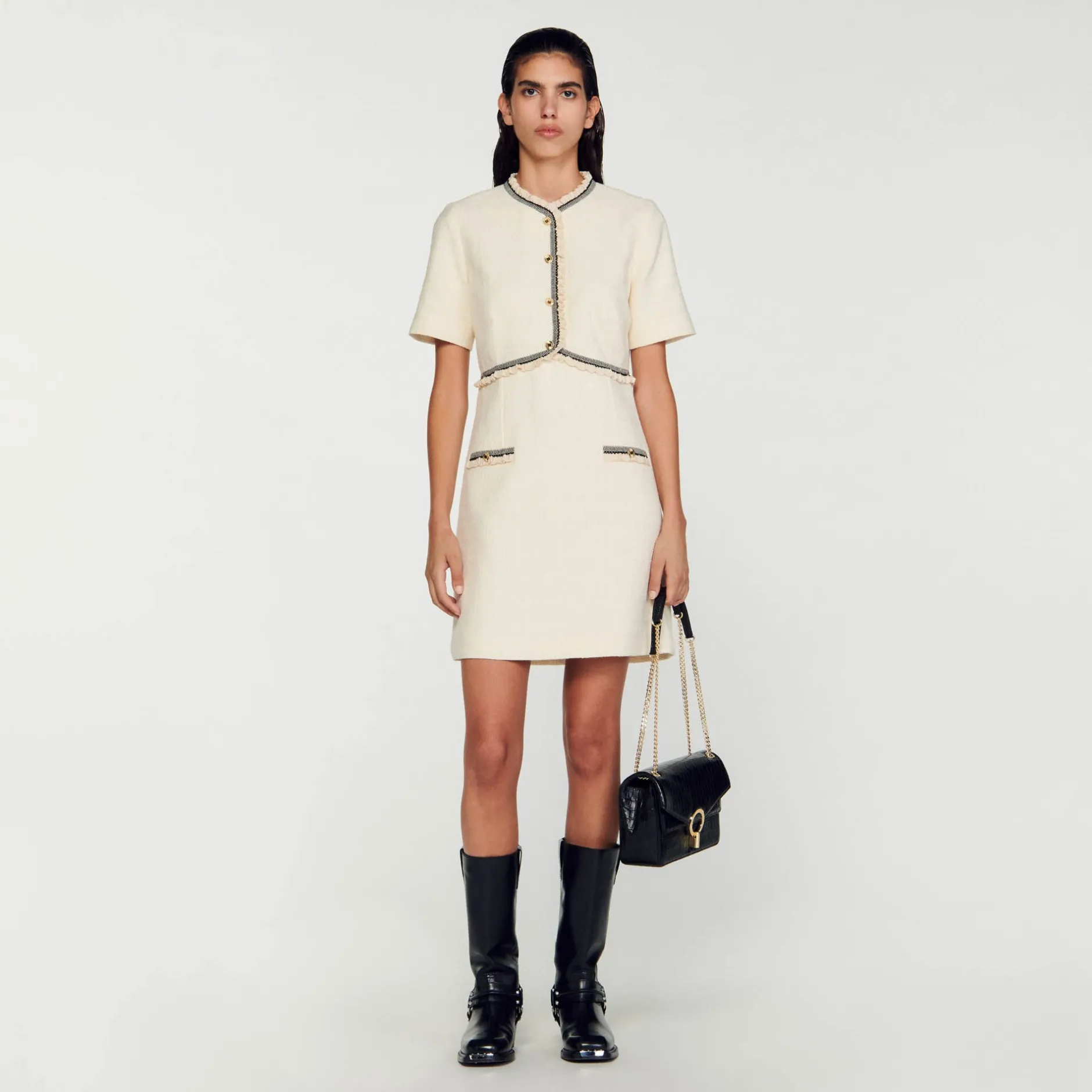 Femme SANDRO Robe Courte En Tweed