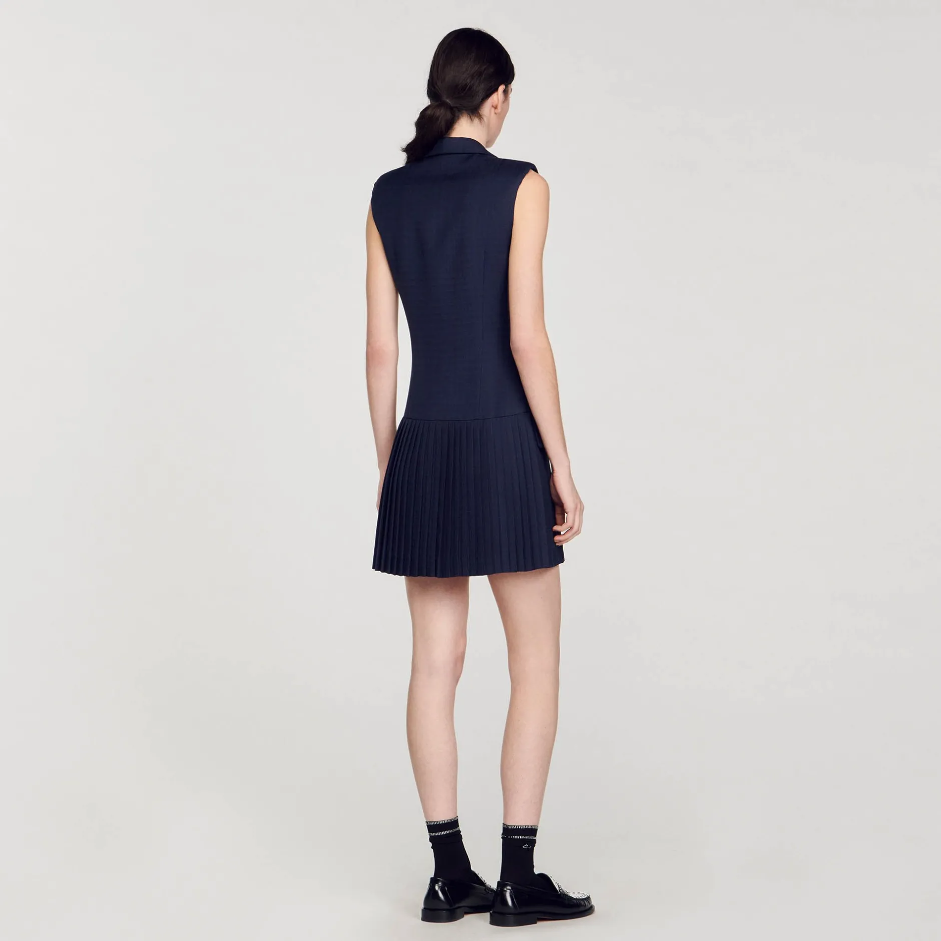 Femme SANDRO Robe Courte Tailleur Plissée