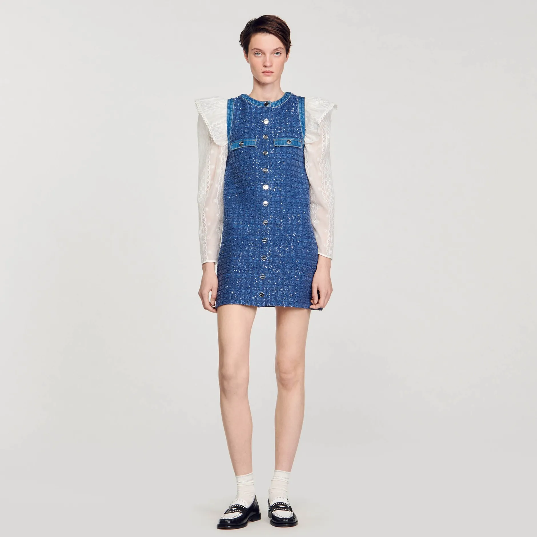 Femme SANDRO Robe Courte Trapèze En Tweed