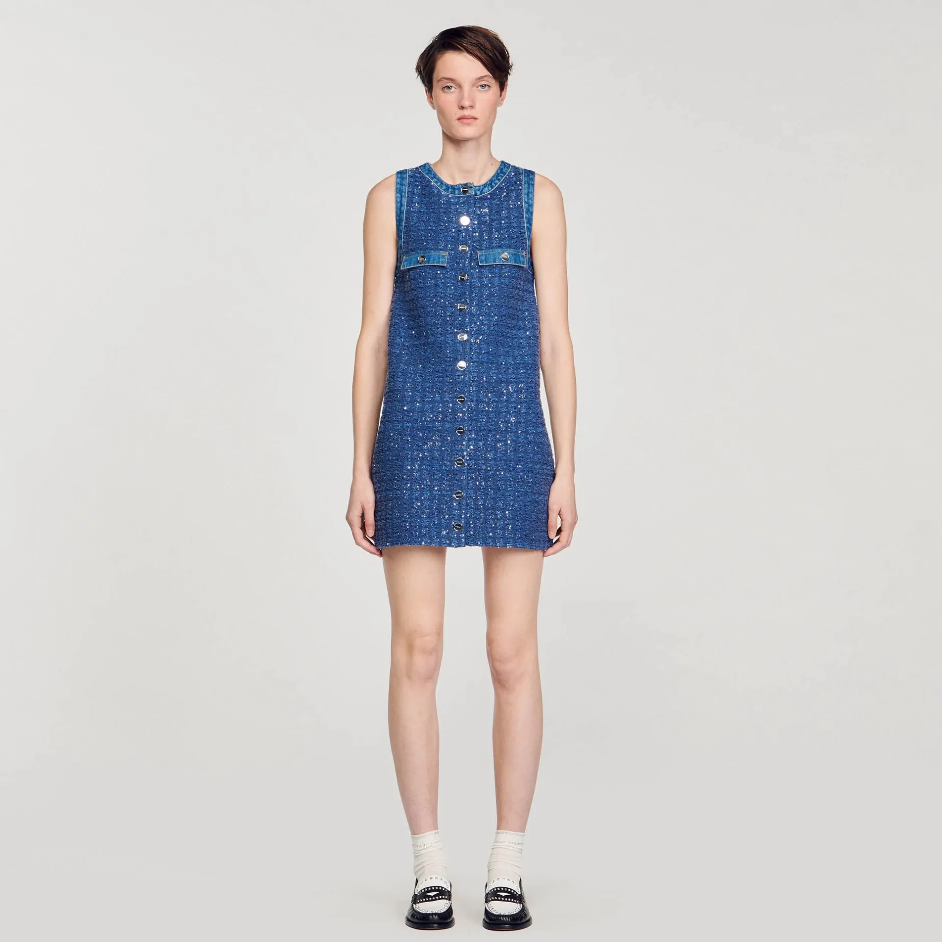 Femme SANDRO Robe Courte Trapèze En Tweed