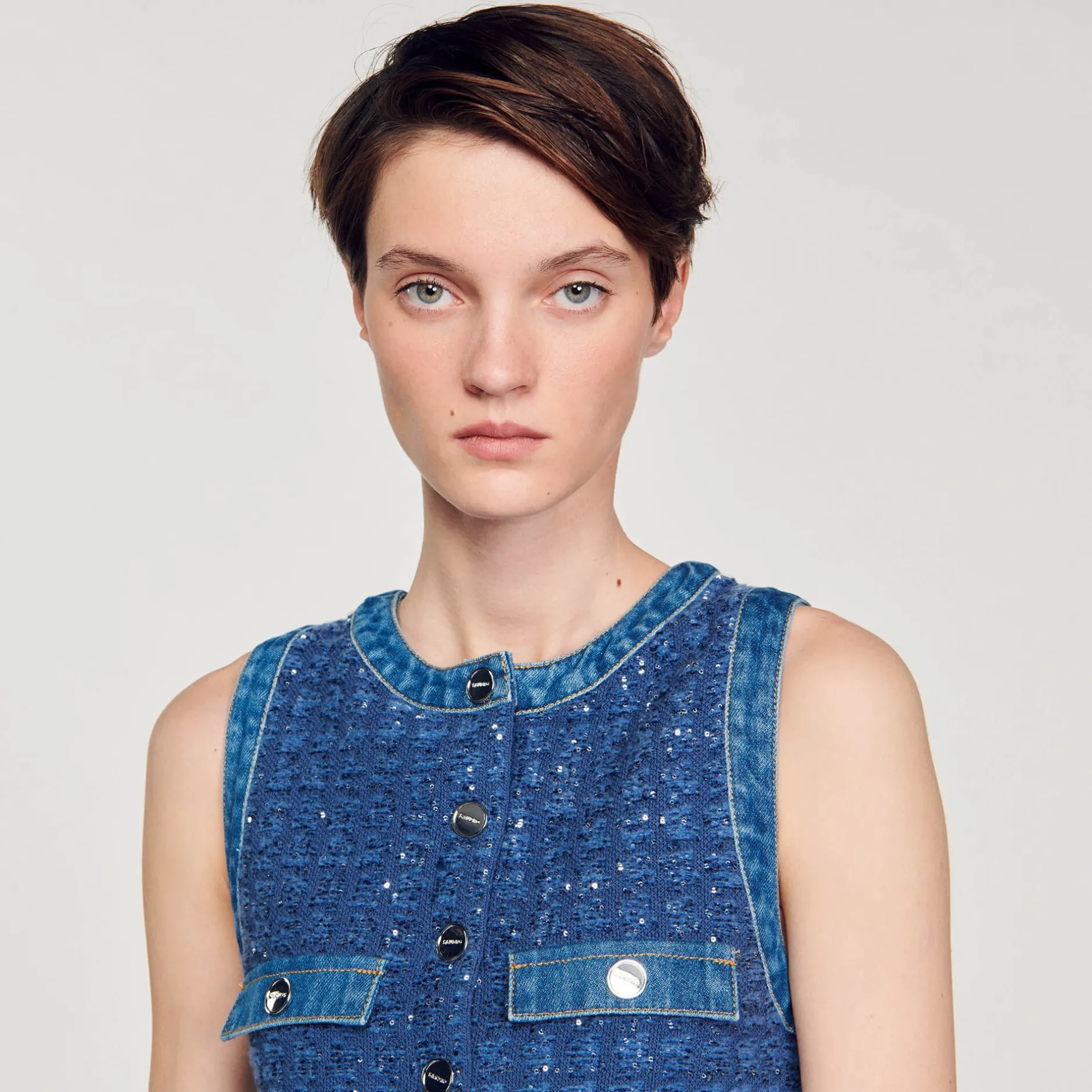 Femme SANDRO Robe Courte Trapèze En Tweed
