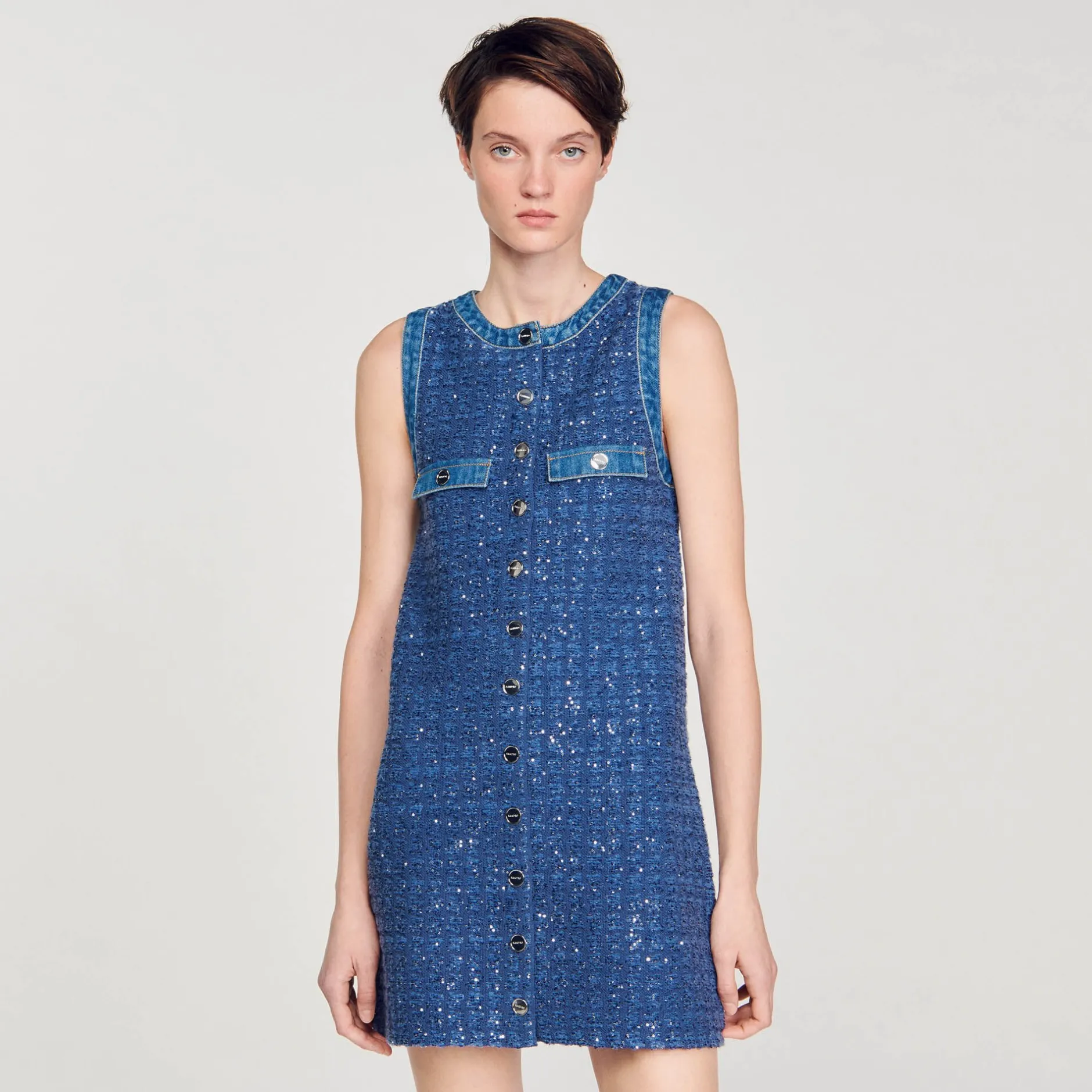 Femme SANDRO Robe Courte Trapèze En Tweed