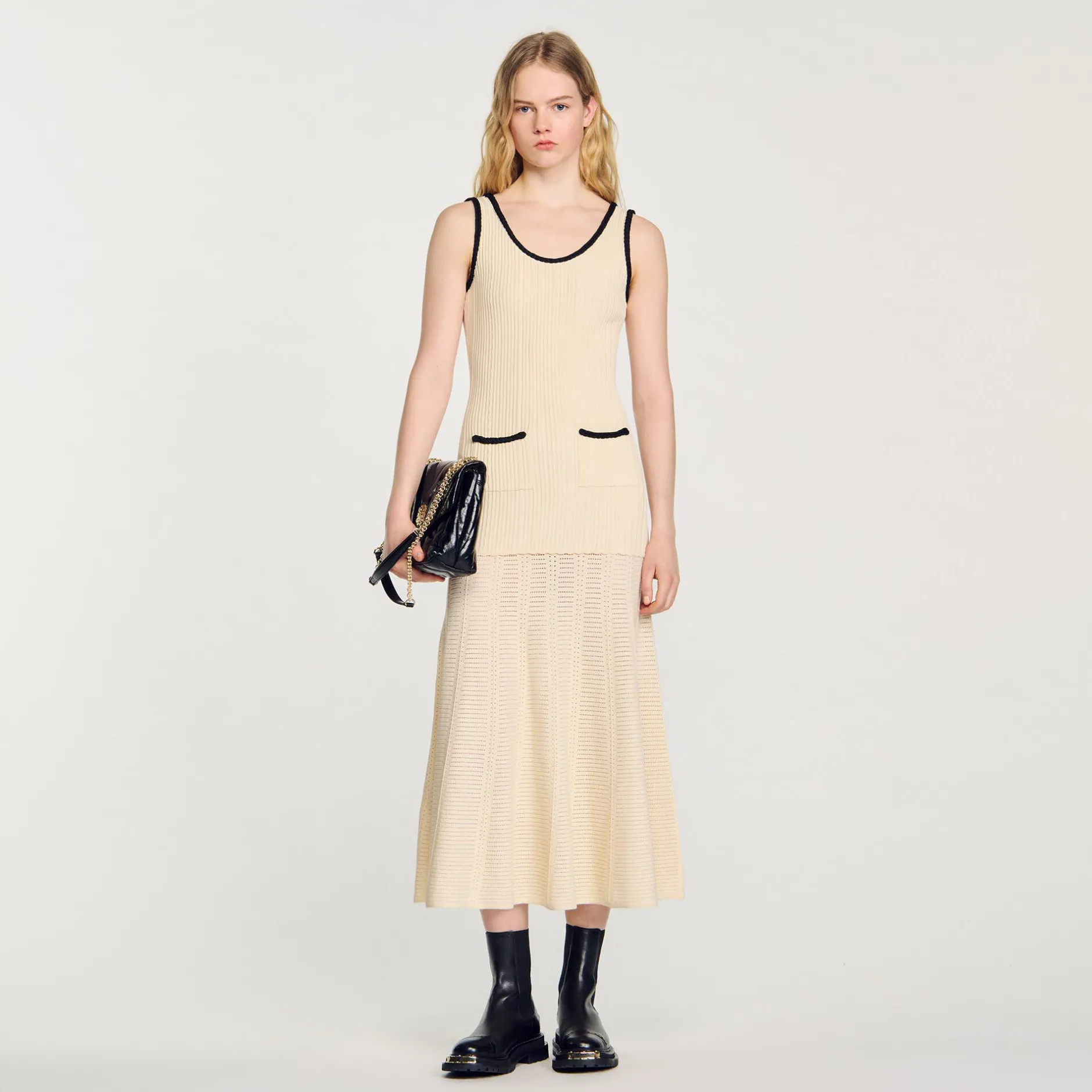 Femme SANDRO Robe En Maille Pointelle