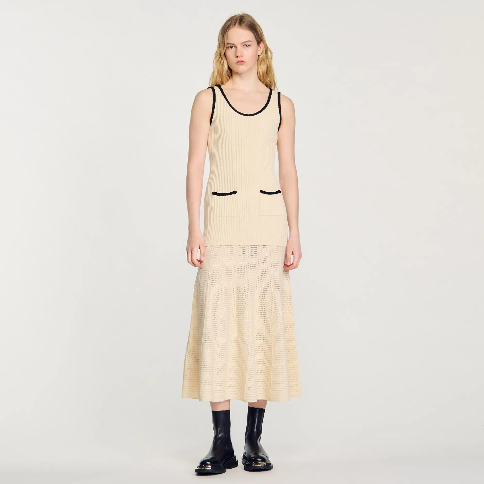 Femme SANDRO Robe En Maille Pointelle