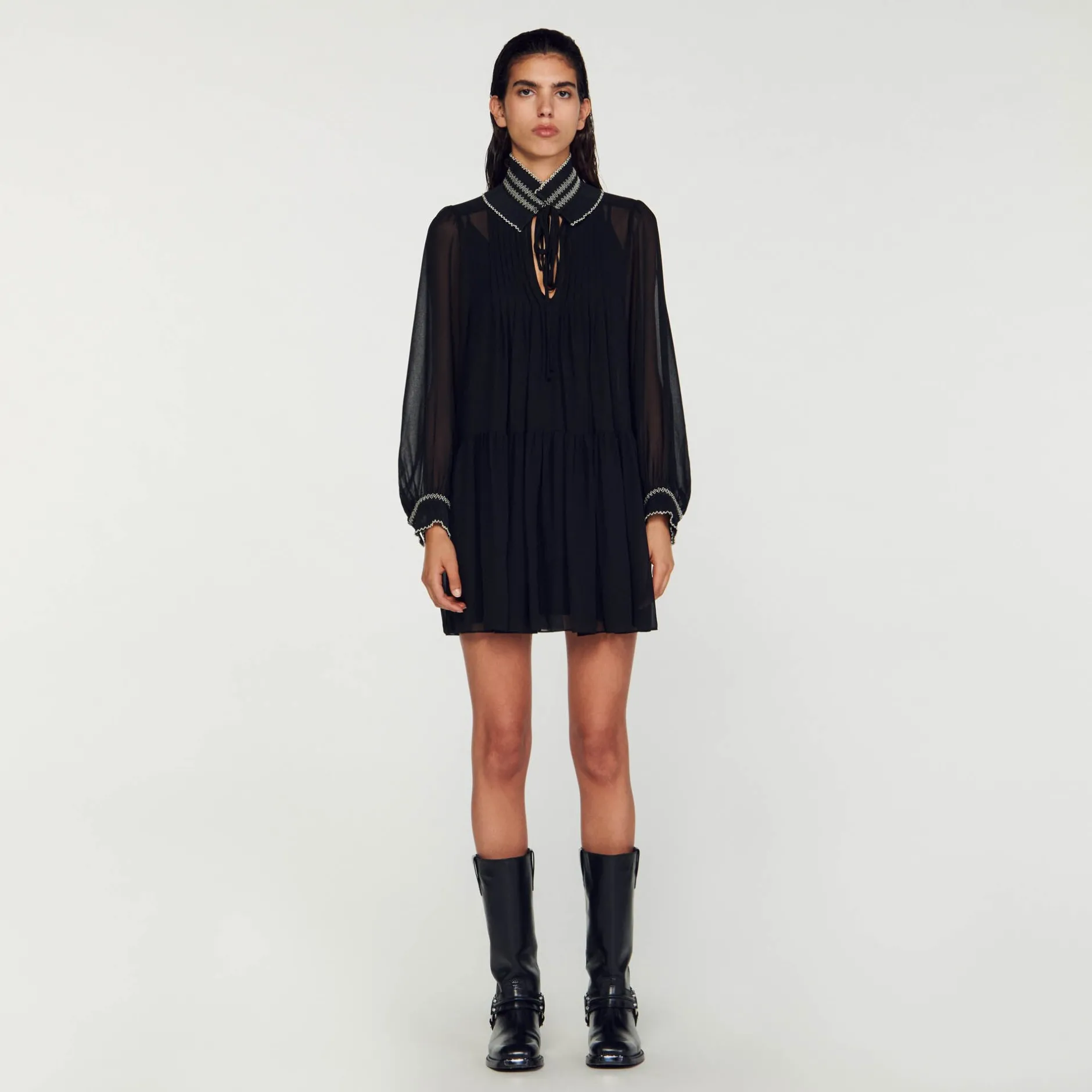 Femme SANDRO Robe Fluide En Mousseline