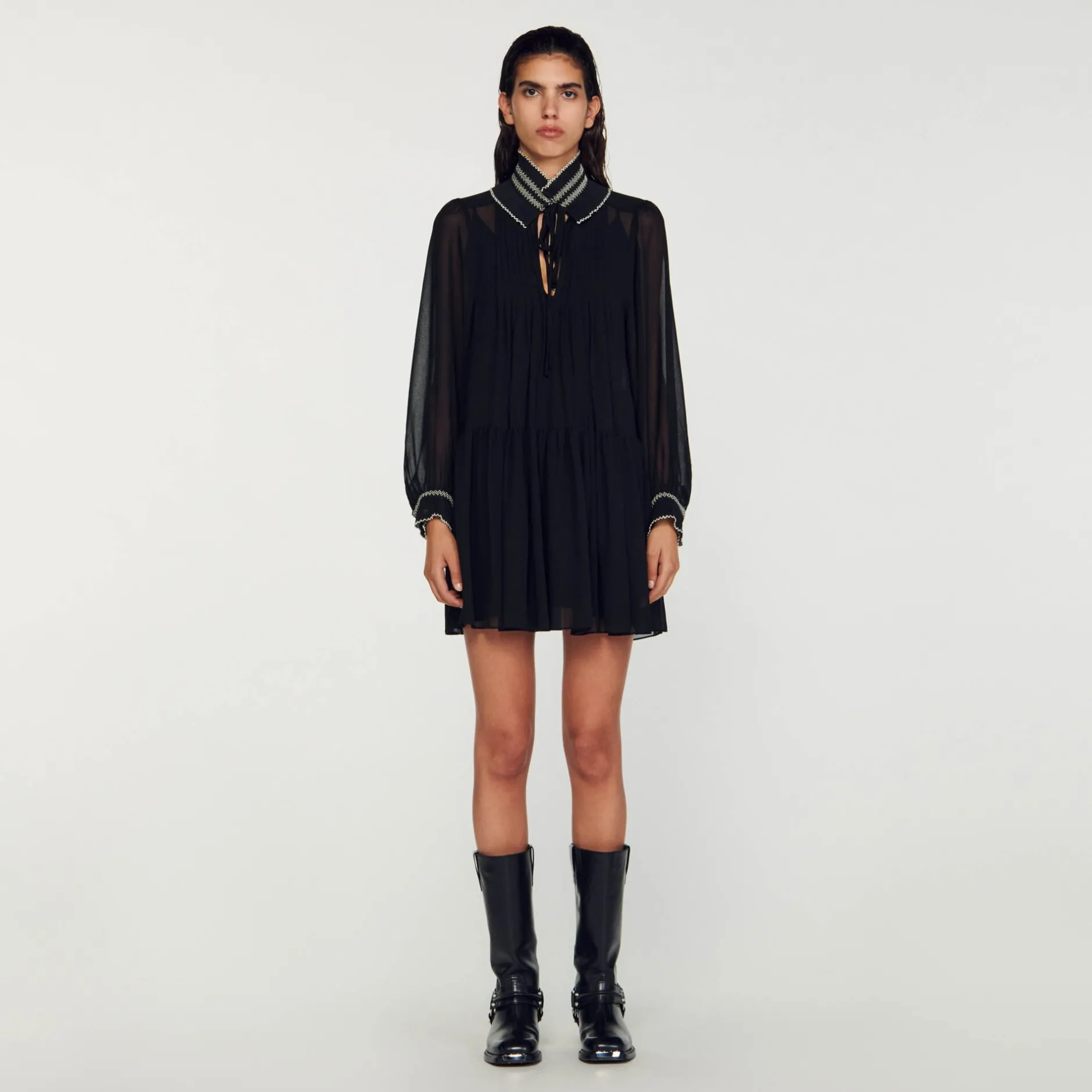 Femme SANDRO Robe Fluide En Mousseline