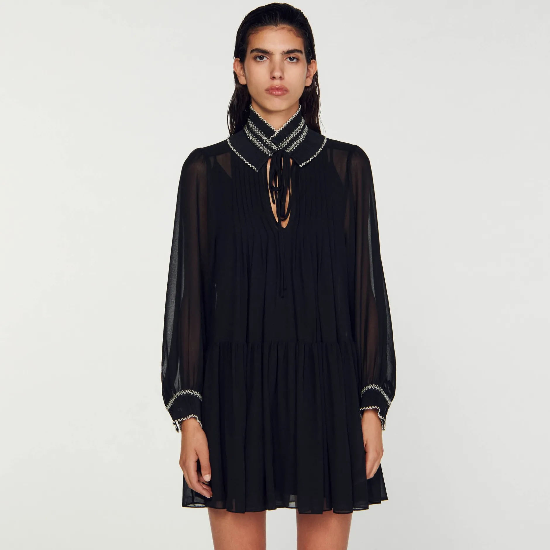Femme SANDRO Robe Fluide En Mousseline
