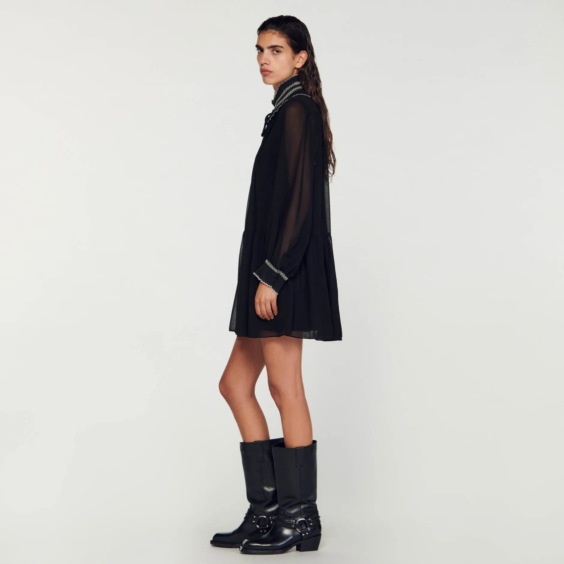 Femme SANDRO Robe Fluide En Mousseline