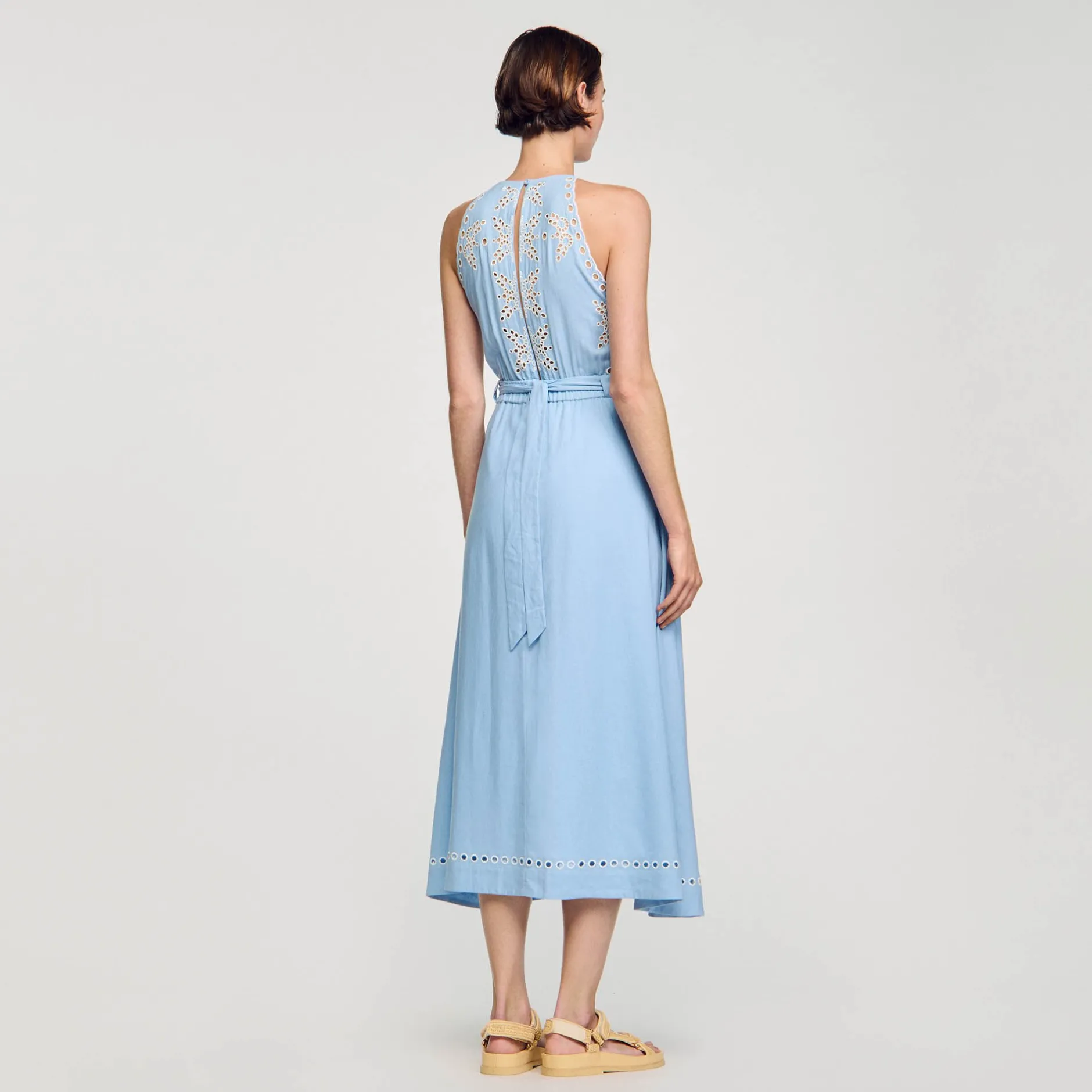 Femme SANDRO Robe Longue à Broderies Anglaises