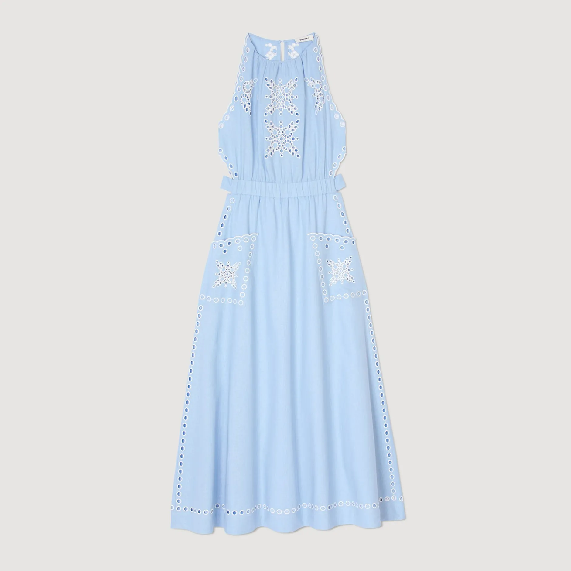 Femme SANDRO Robe Longue à Broderies Anglaises