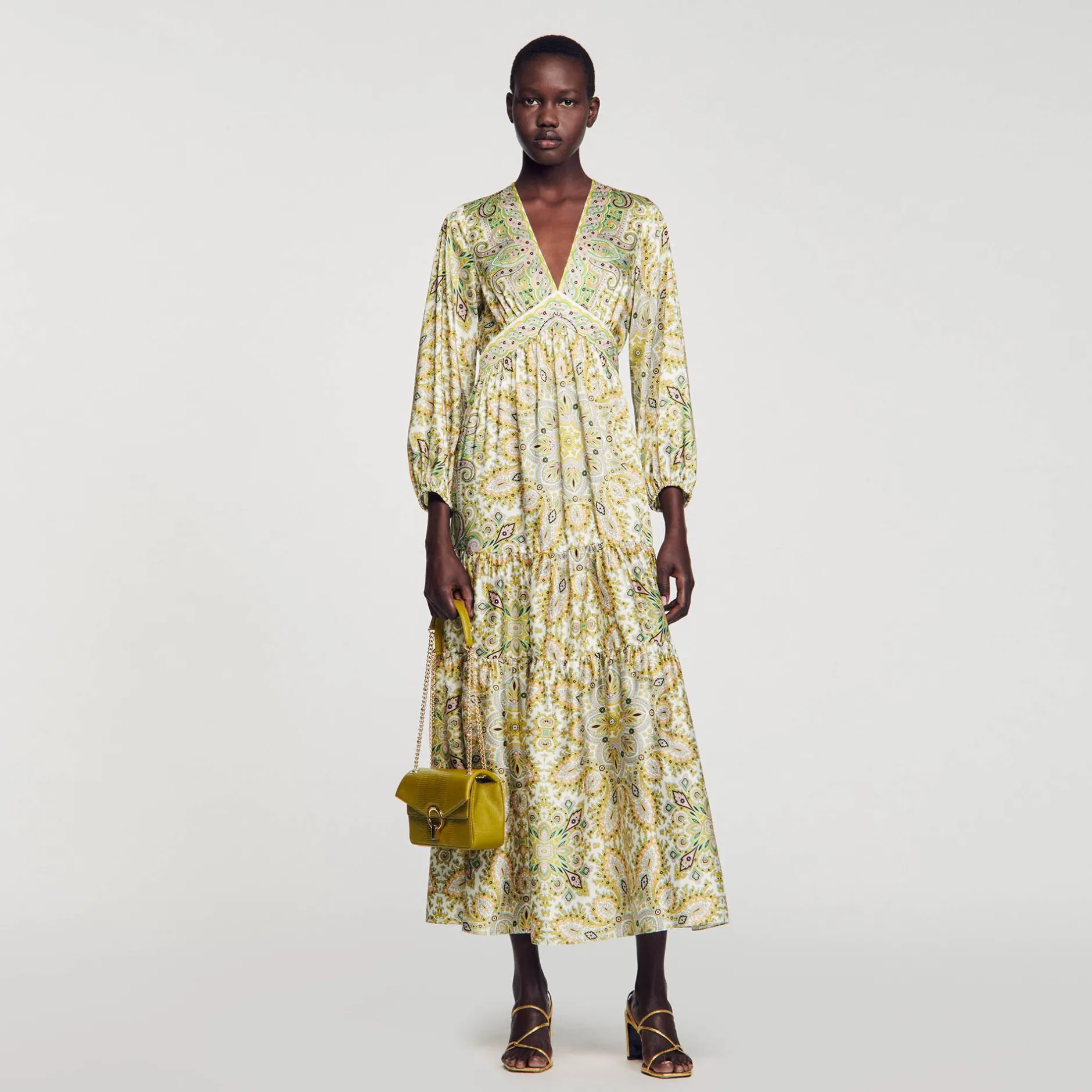 Femme SANDRO Robe Longue à Imprimé Foulard
