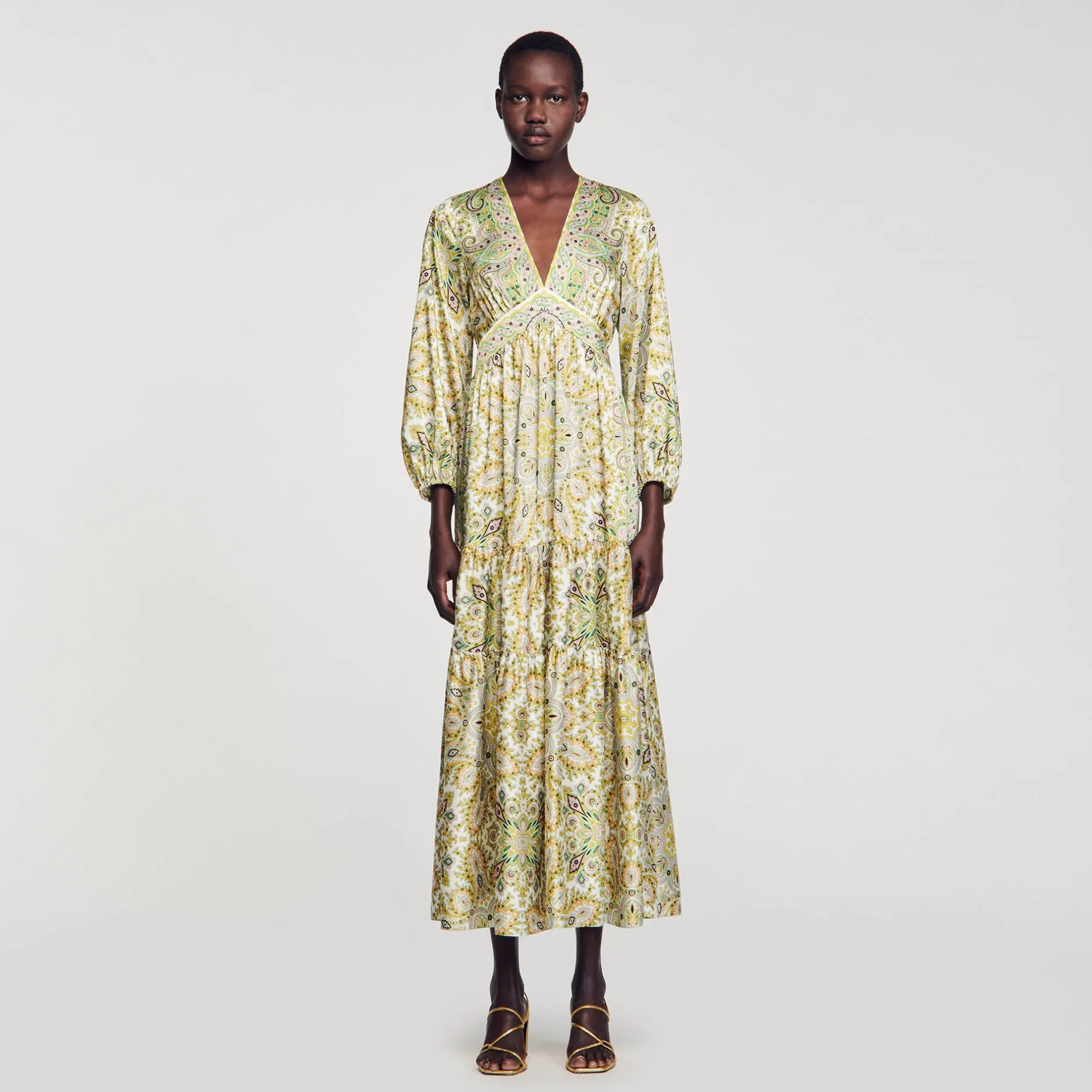 Femme SANDRO Robe Longue à Imprimé Foulard