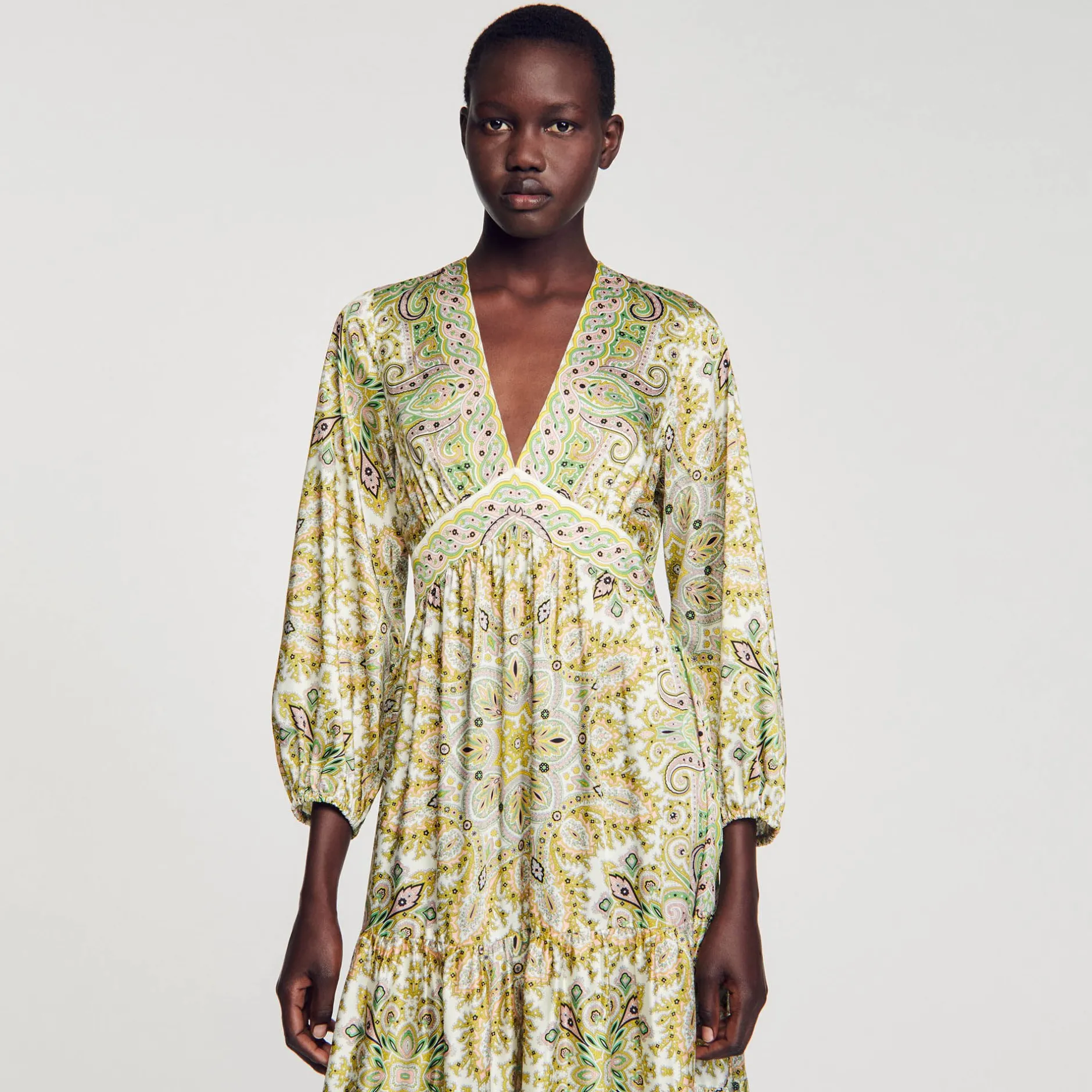 Femme SANDRO Robe Longue à Imprimé Foulard