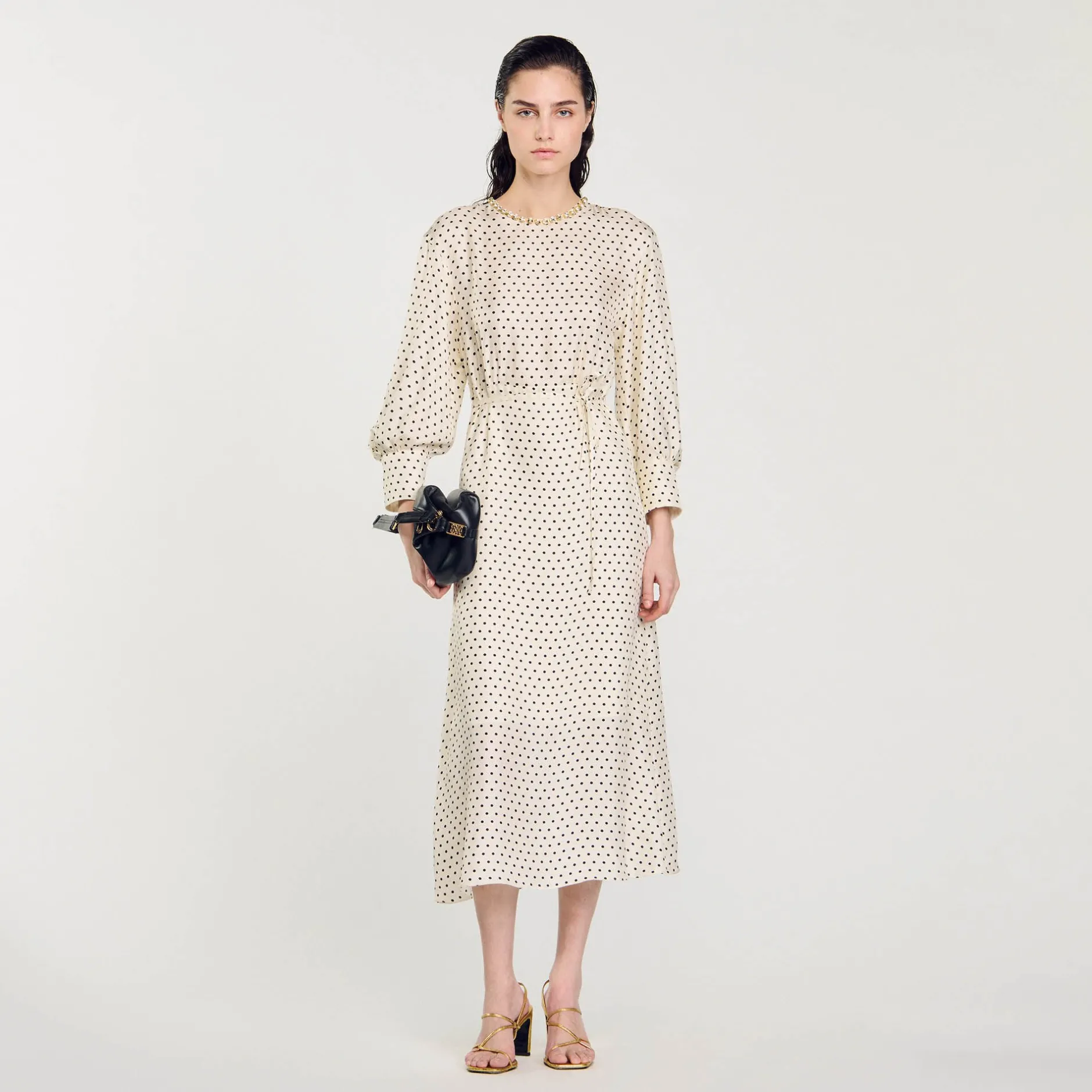 Femme SANDRO Robe Longue à Pois