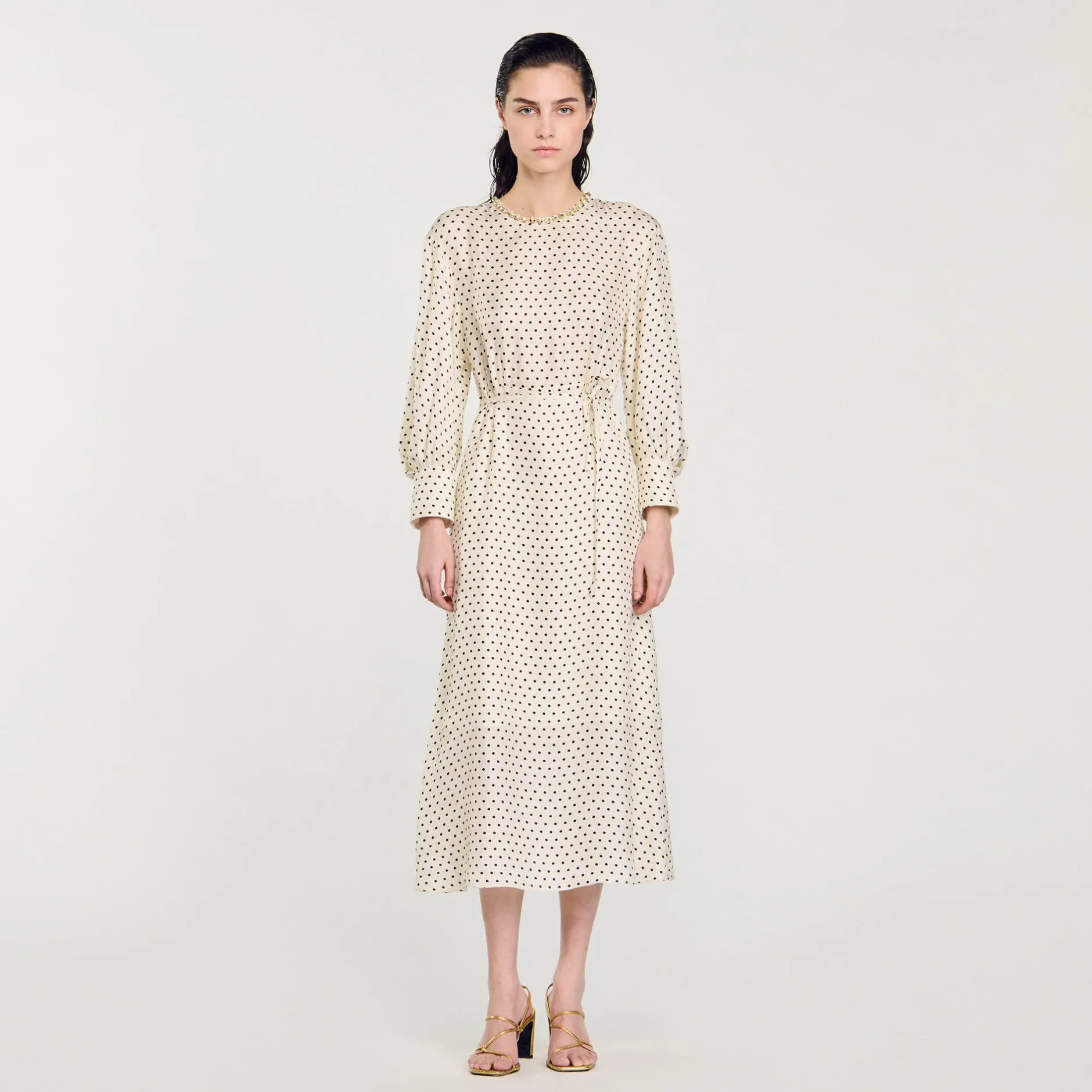 Femme SANDRO Robe Longue à Pois