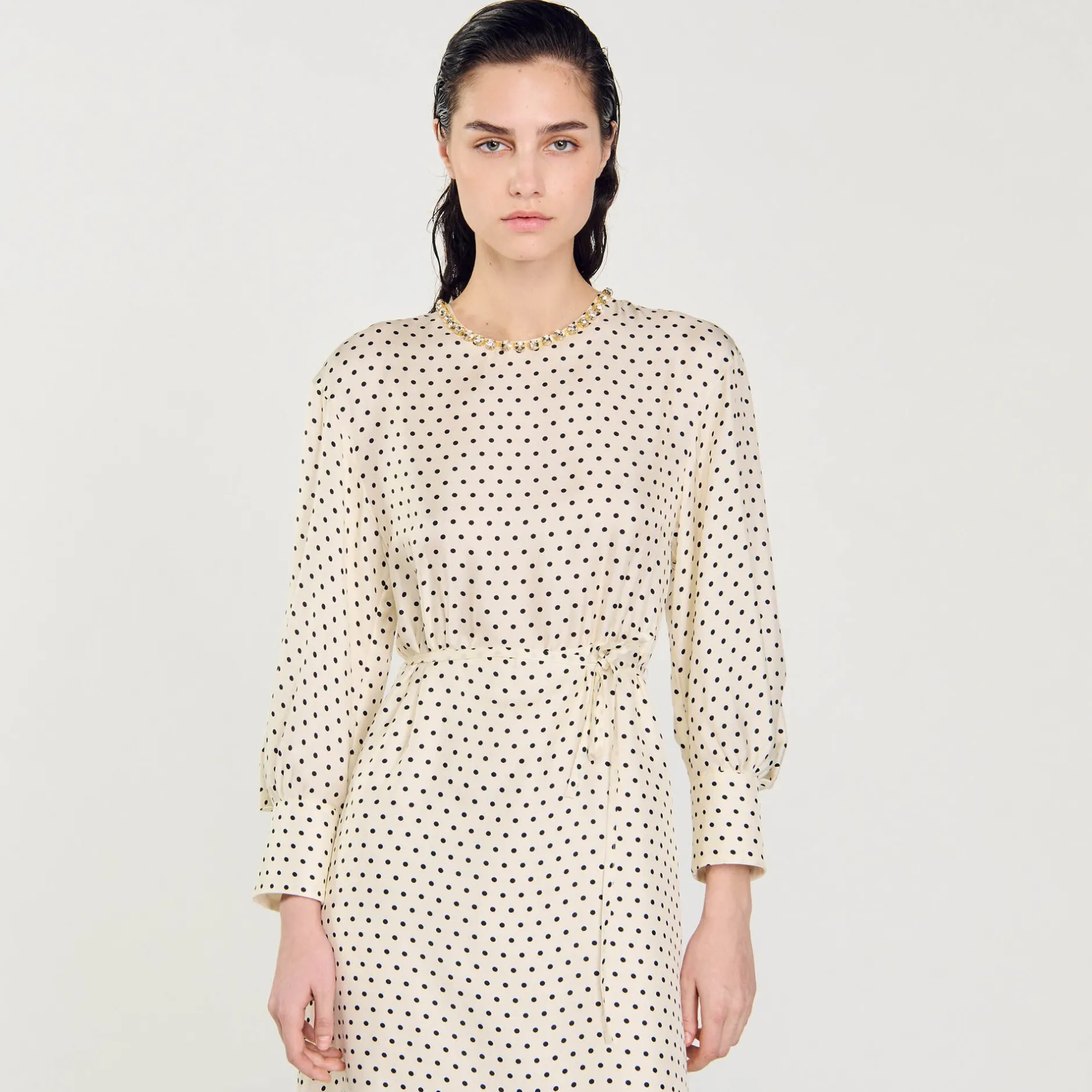Femme SANDRO Robe Longue à Pois