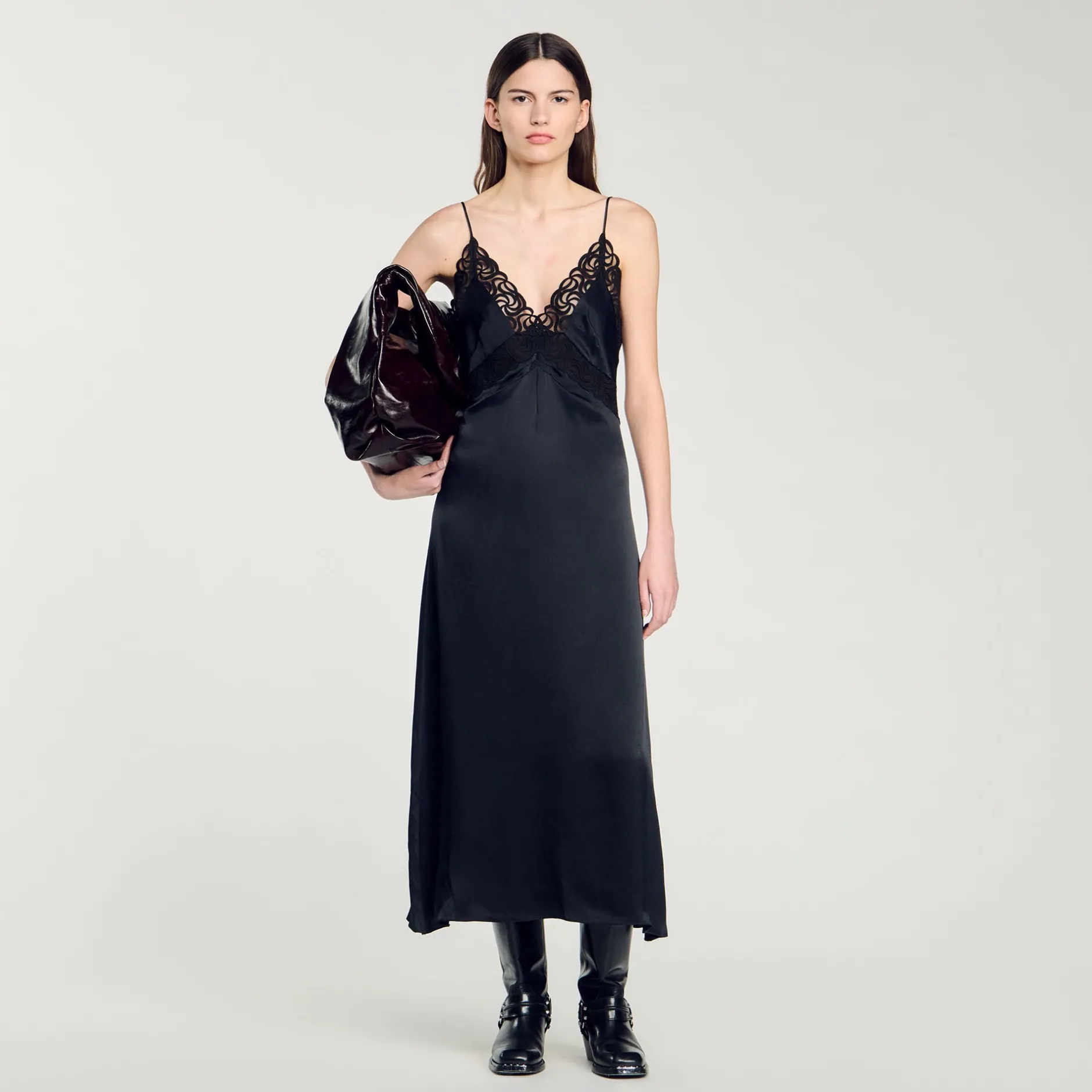 Femme SANDRO Robe Longue Dentelle