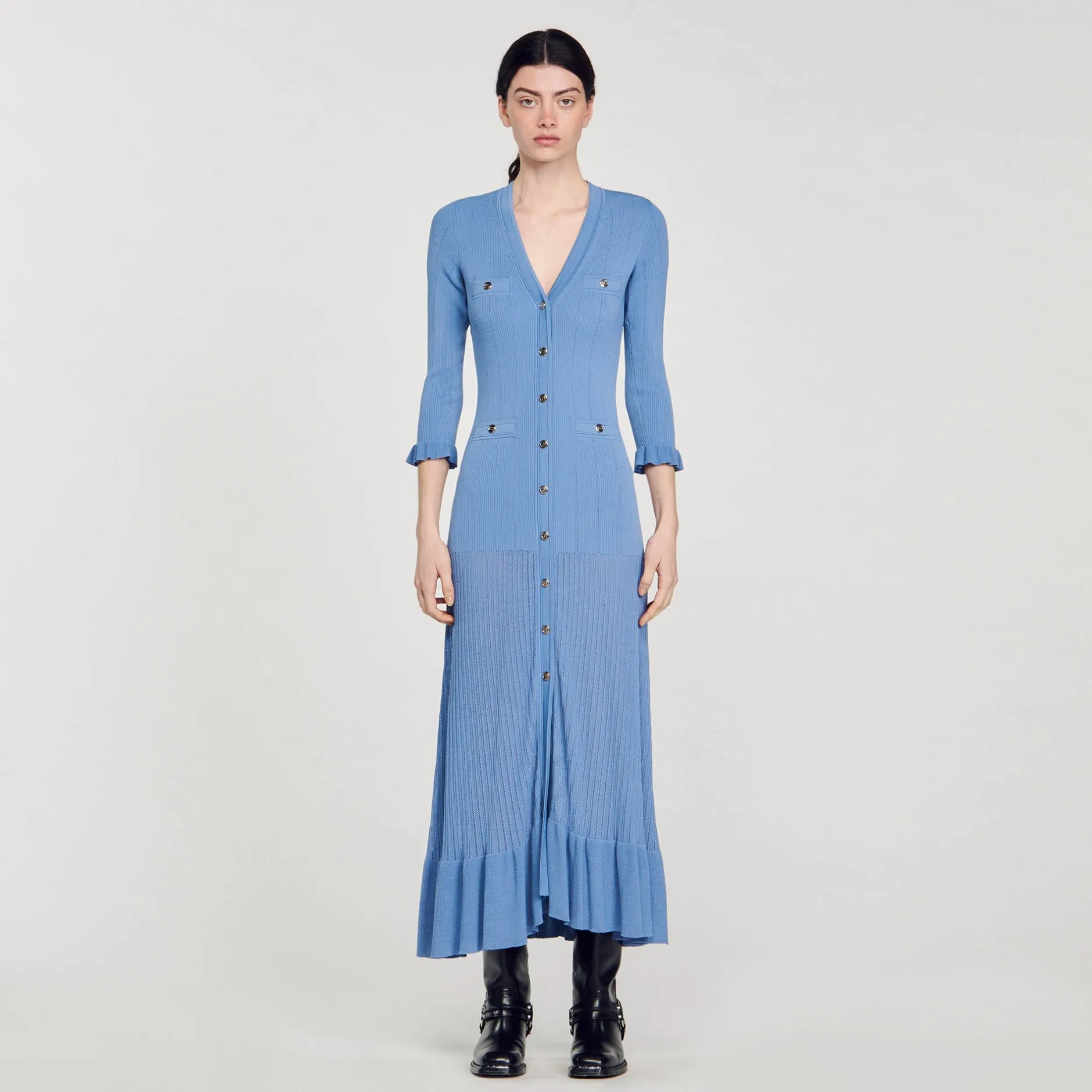 Femme SANDRO Robe Longue En Maille