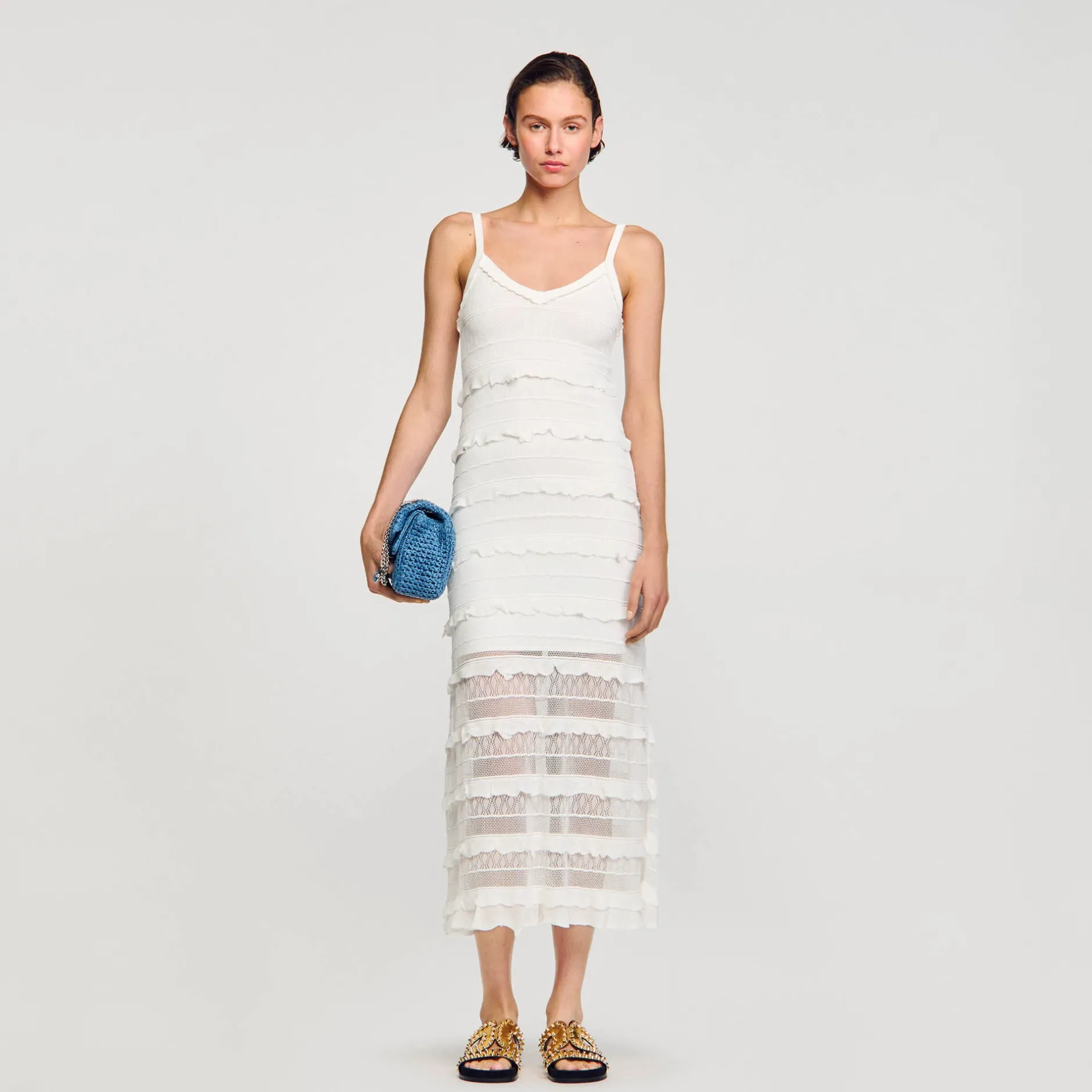 Femme SANDRO Robe Longue En Maille