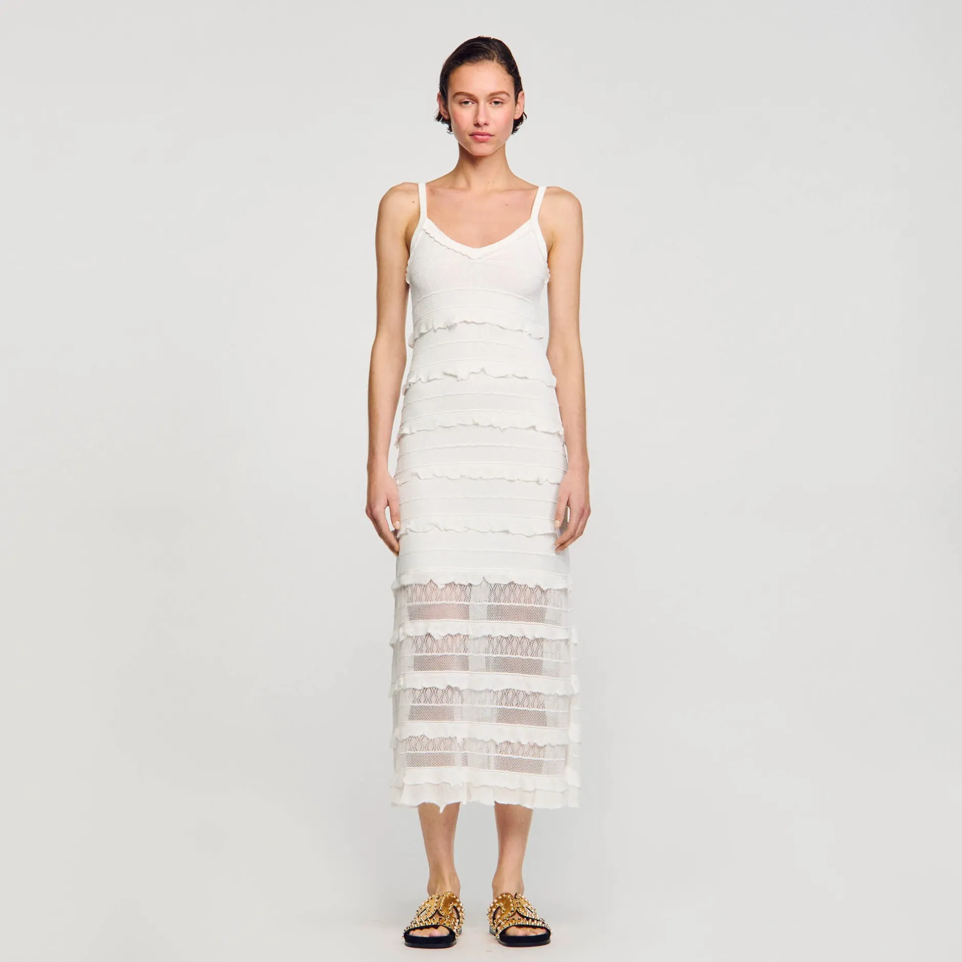 Femme SANDRO Robe Longue En Maille