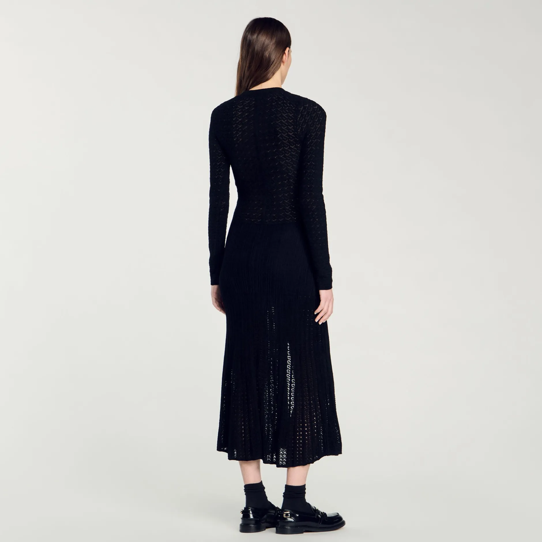 Femme SANDRO Robe Longue En Maille Effet Velours
