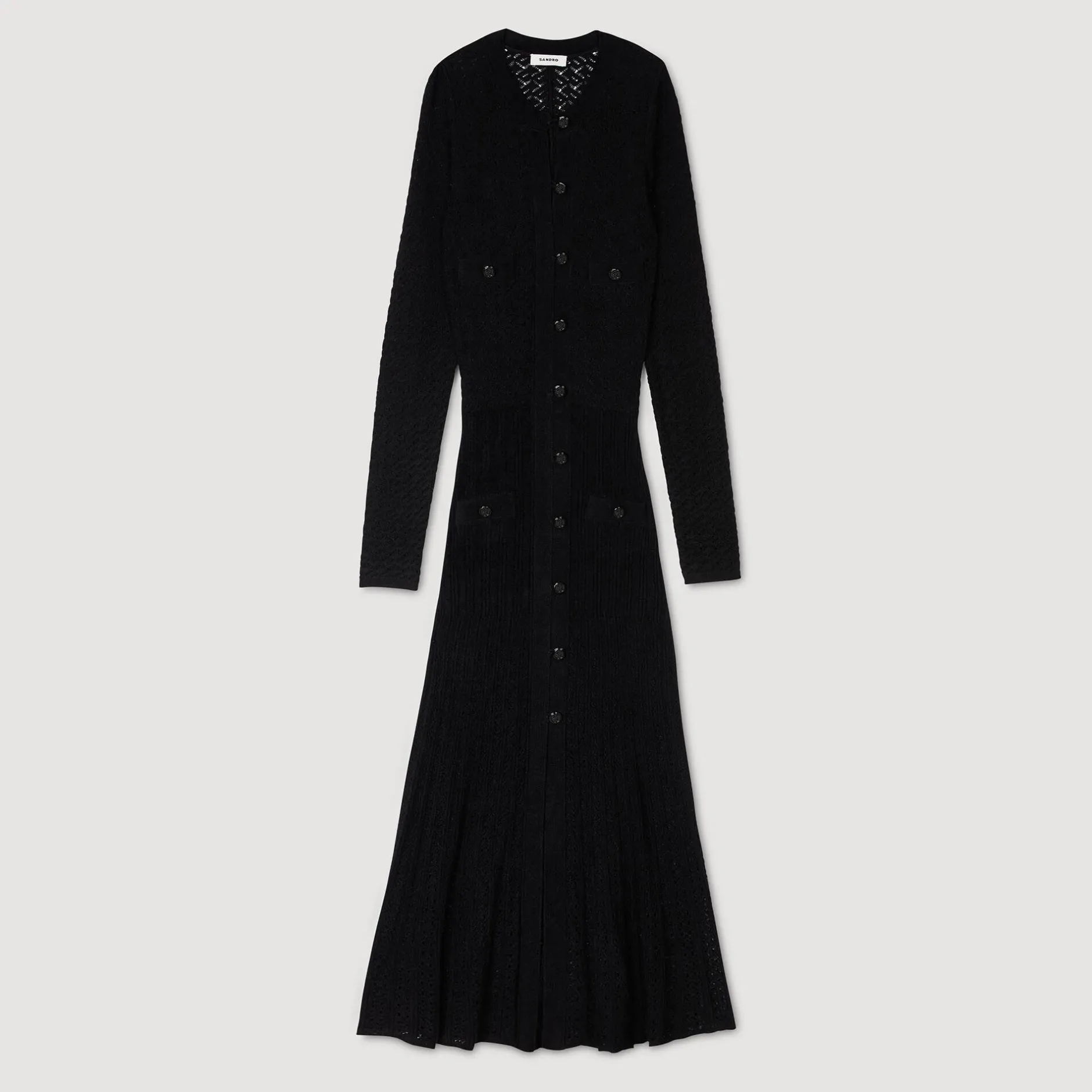 Femme SANDRO Robe Longue En Maille Effet Velours