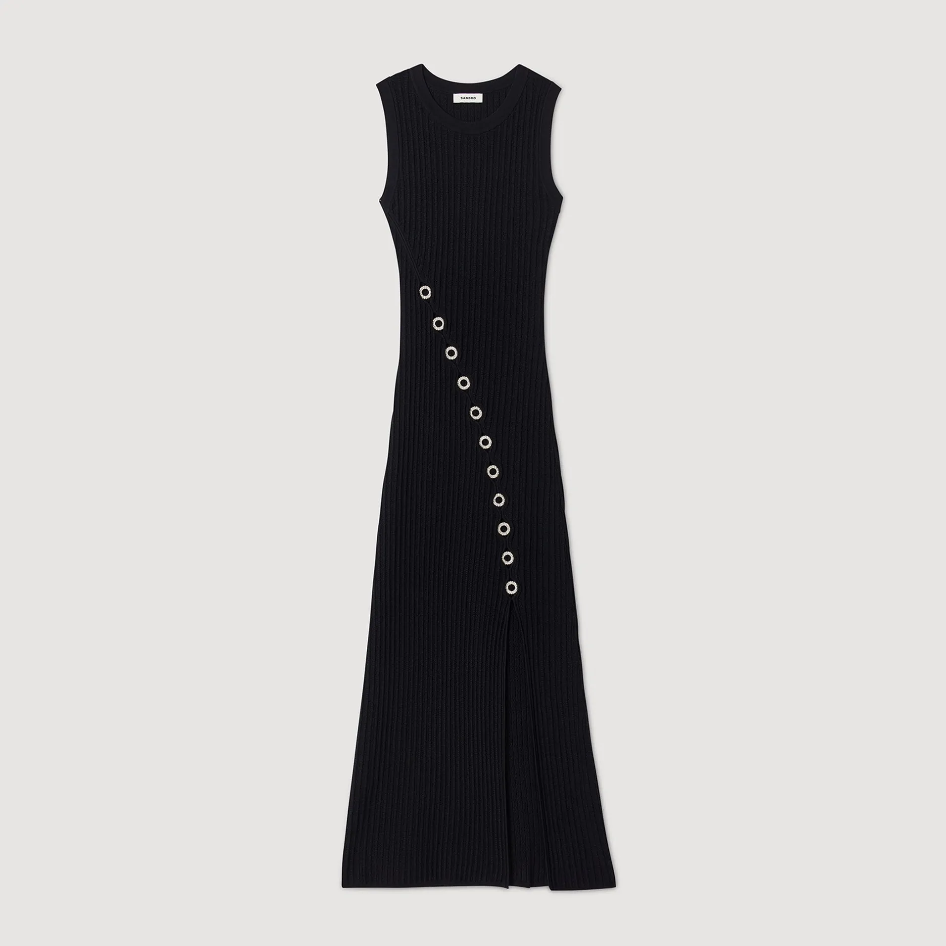 Femme SANDRO Robe Longue Ornée De Bijoux Strassés