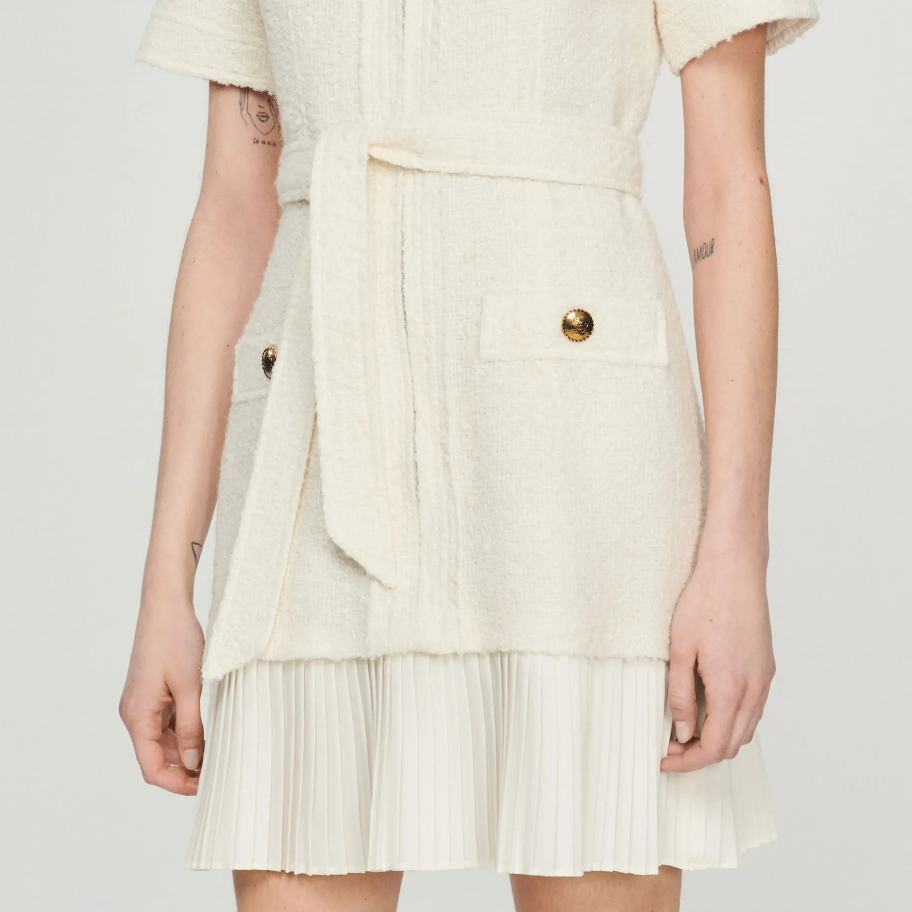 Femme SANDRO Robe Manteau En Lainage Effet Tweed