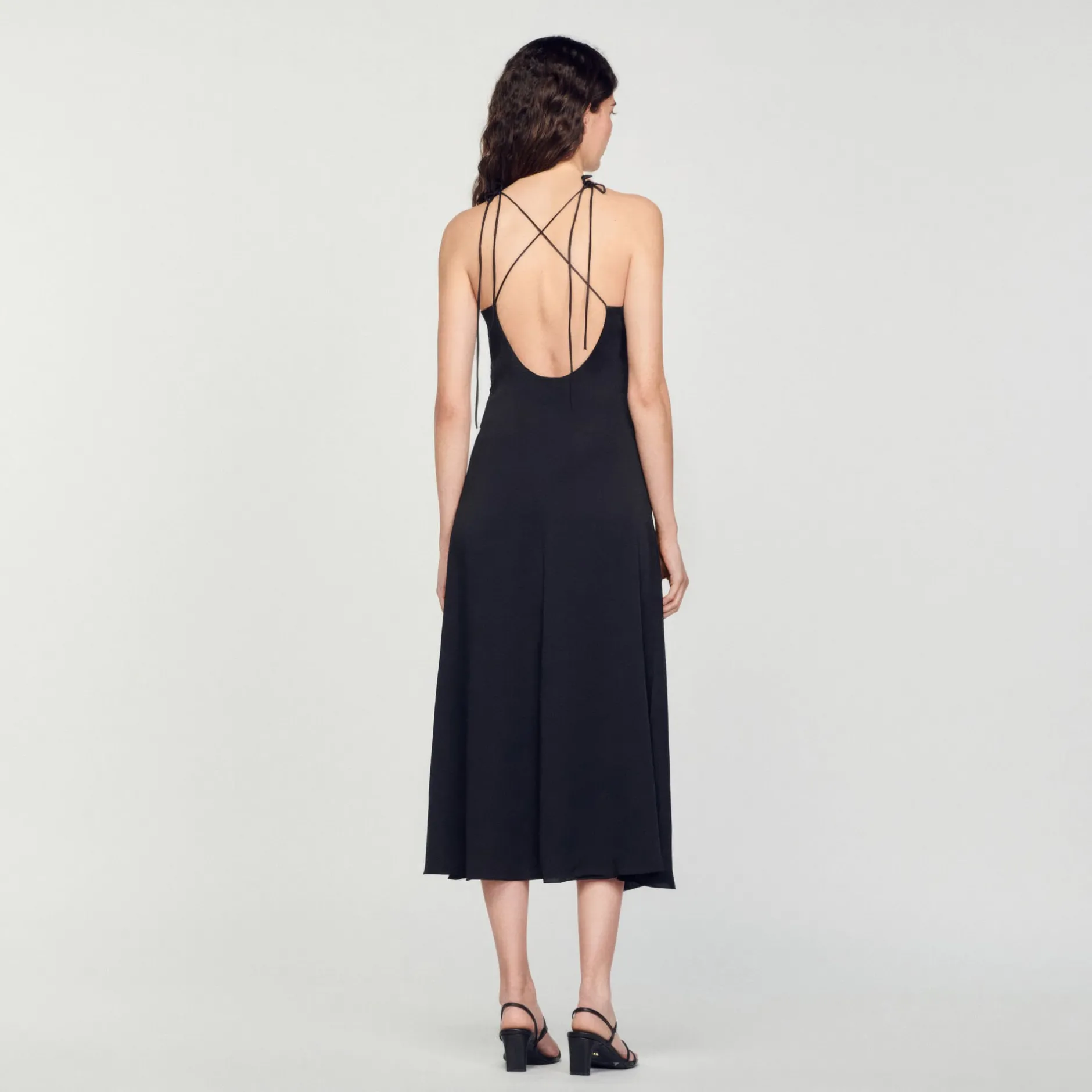 Femme SANDRO Robe Midi à Fines Bretelles