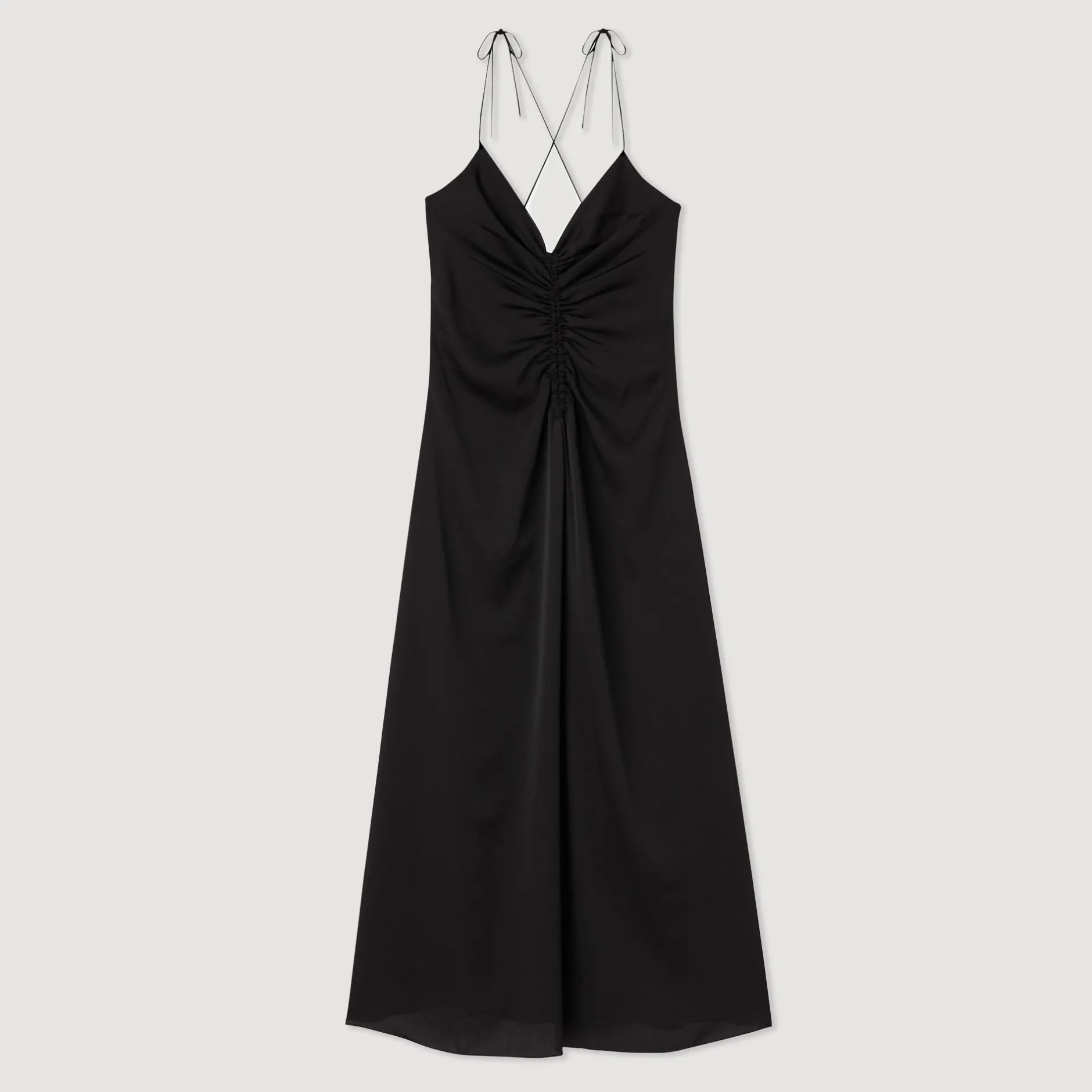 Femme SANDRO Robe Midi à Fines Bretelles