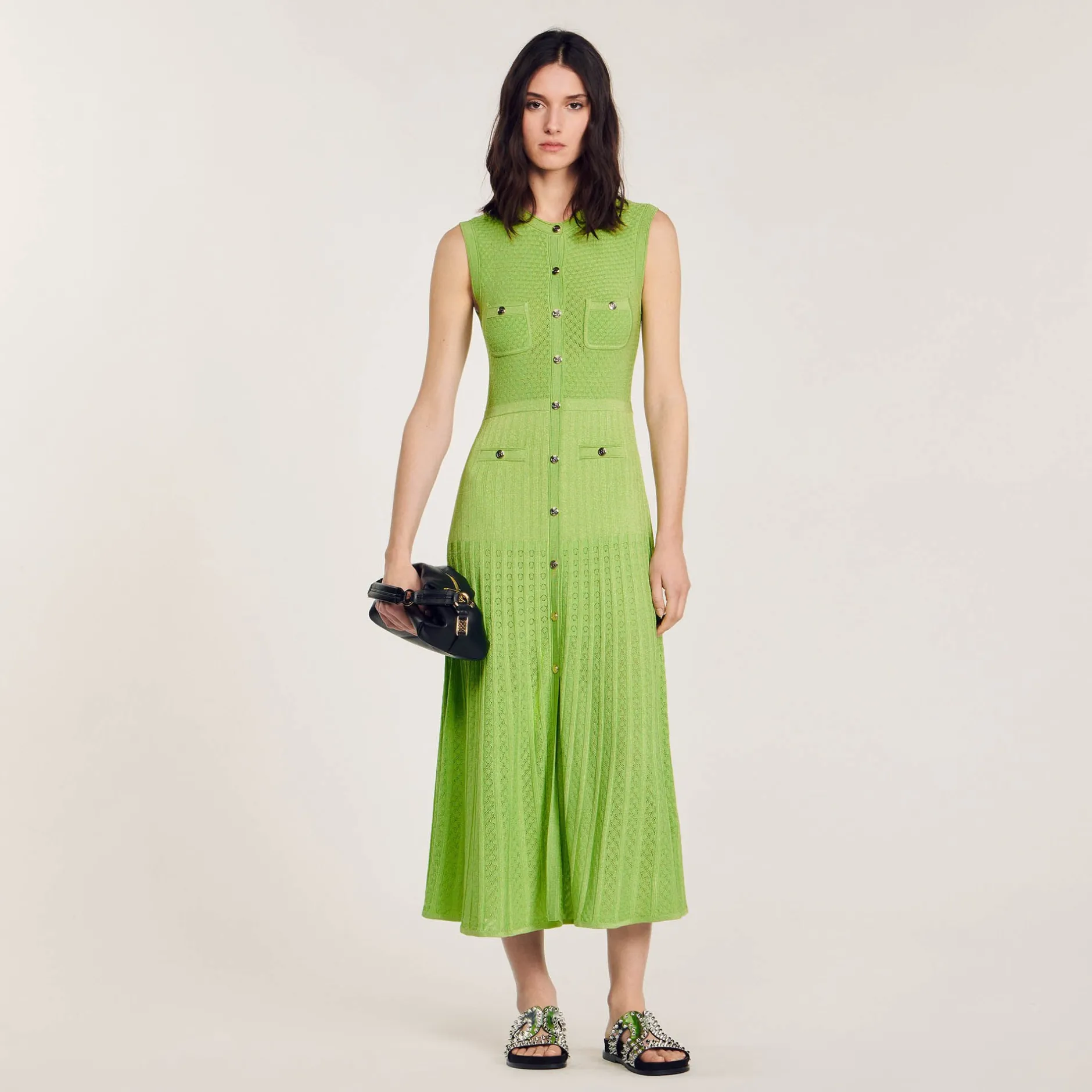 Femme SANDRO Robe Midi En Maille