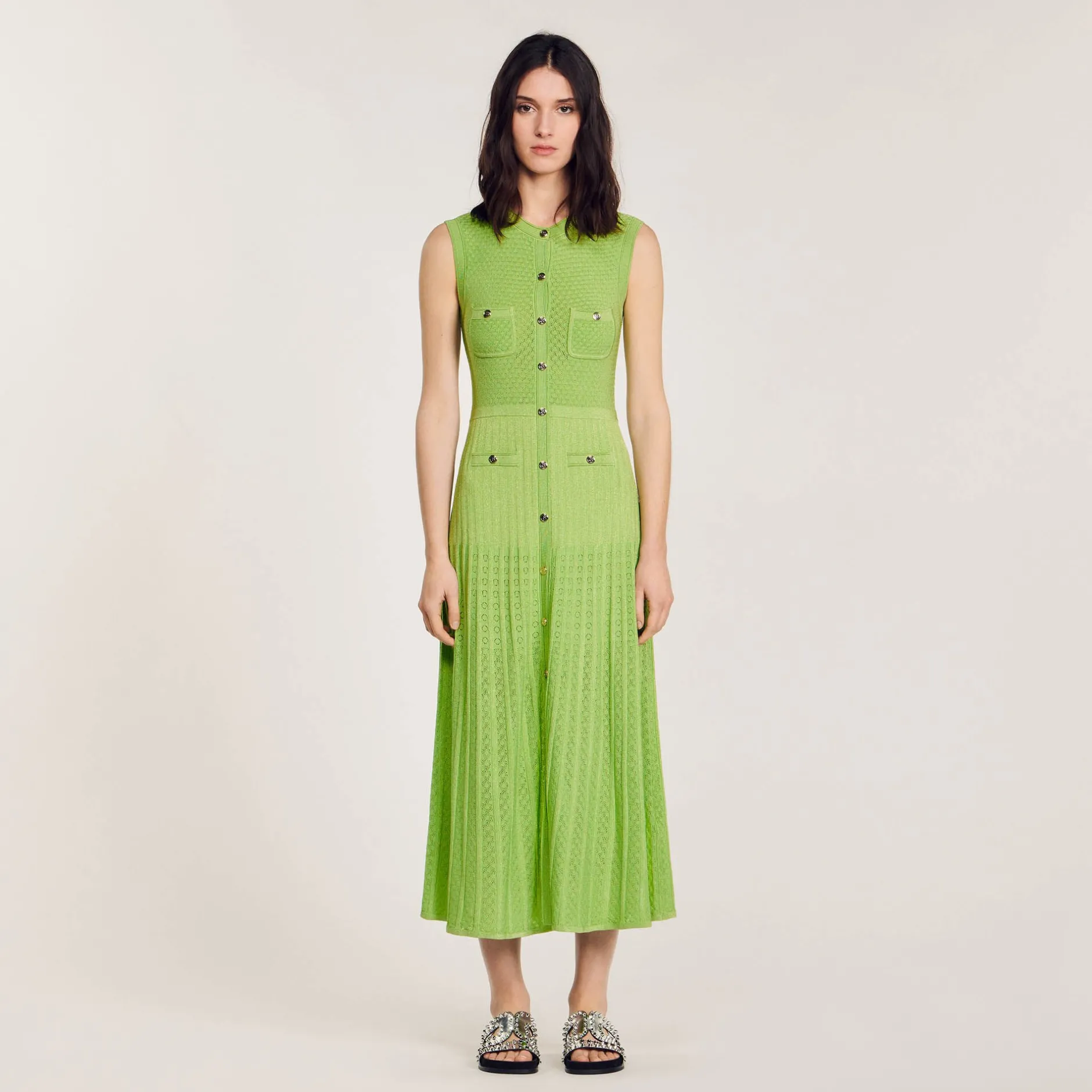 Femme SANDRO Robe Midi En Maille